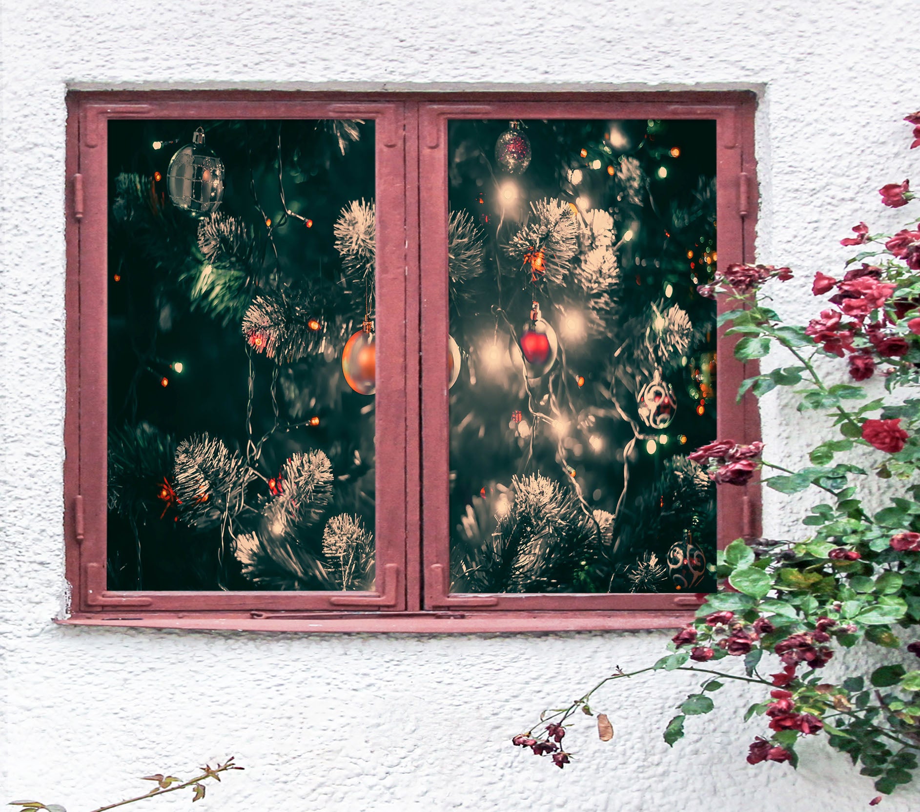 3D Christmas Tree 42150 Christmas Window Film Print Sticker Cling Stained Glass Xmas