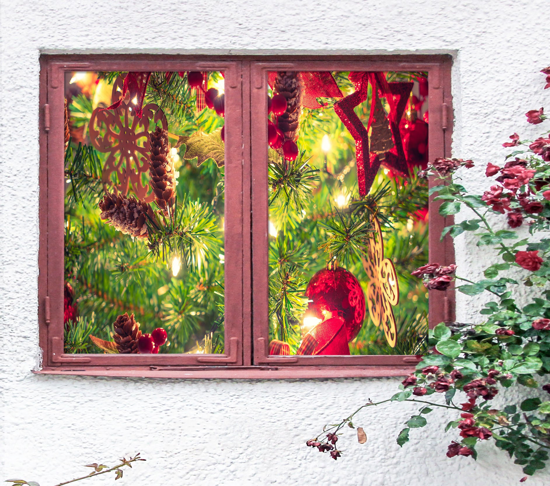 3D Christmas Ornaments 43064 Christmas Window Film Print Sticker Cling Stained Glass Xmas