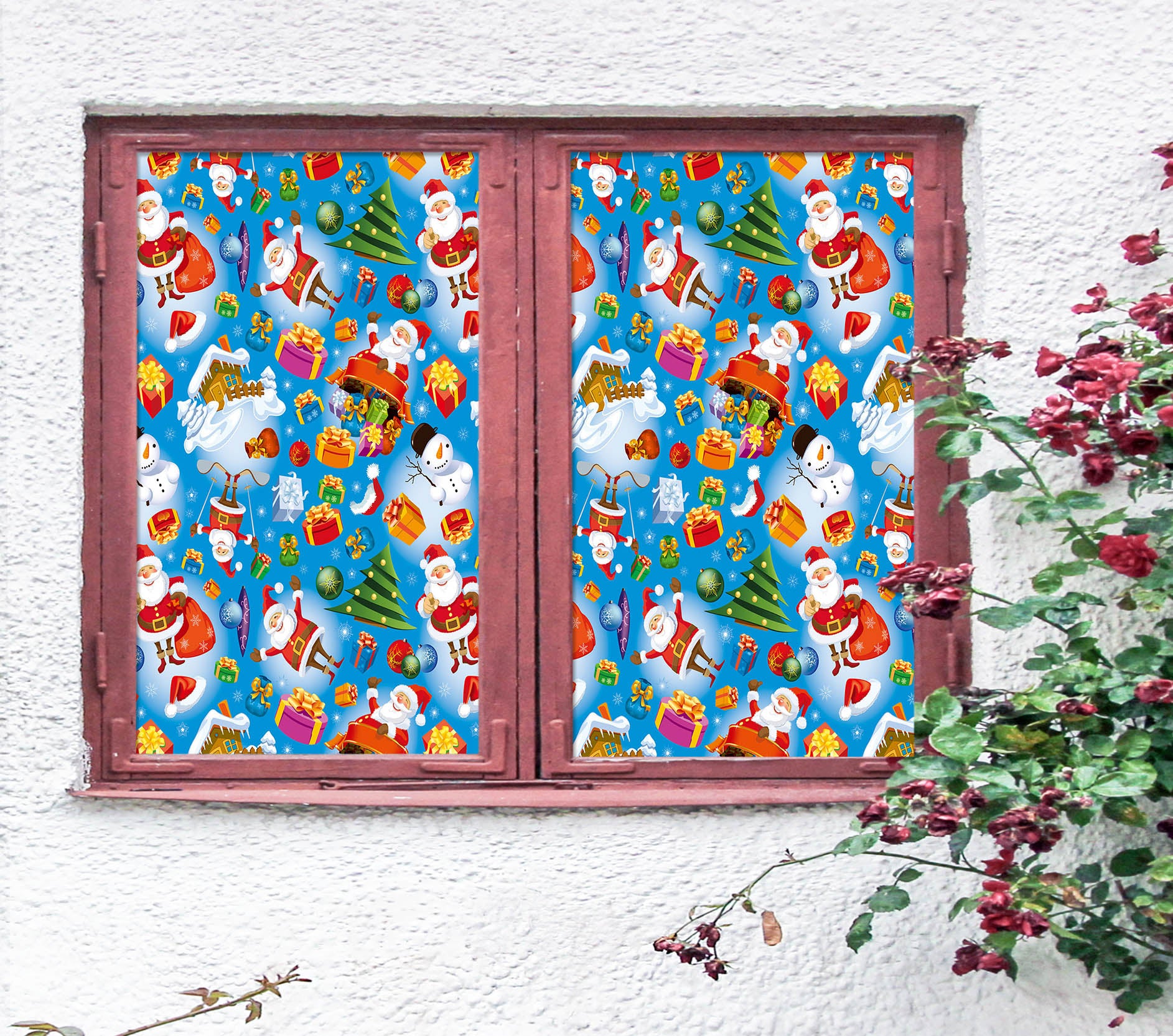 3D Santa Claus Pattern 43090 Christmas Window Film Print Sticker Cling Stained Glass Xmas