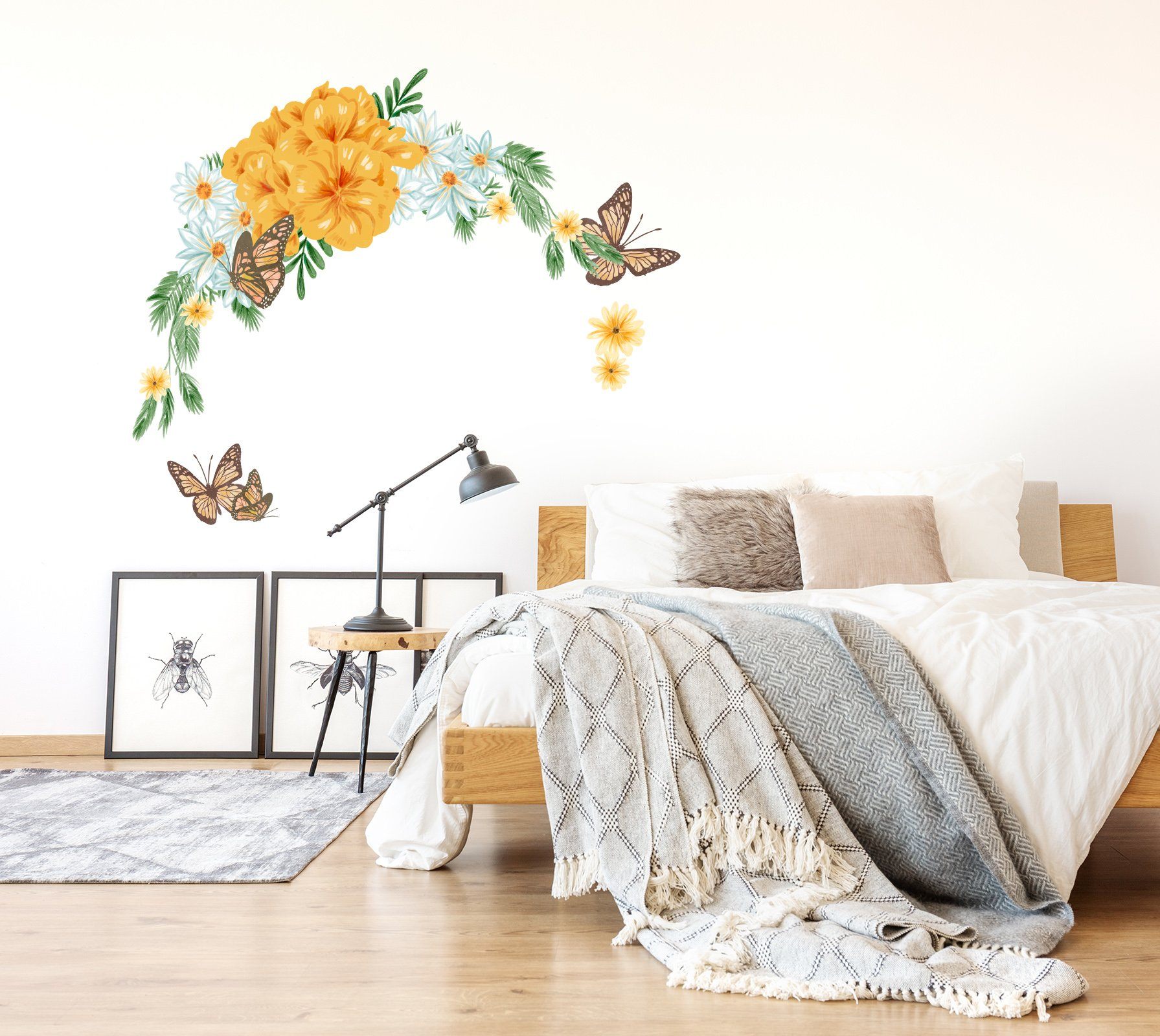 3D Doodle Flower Butterfly 150 Wall Stickers Wallpaper AJ Wallpaper