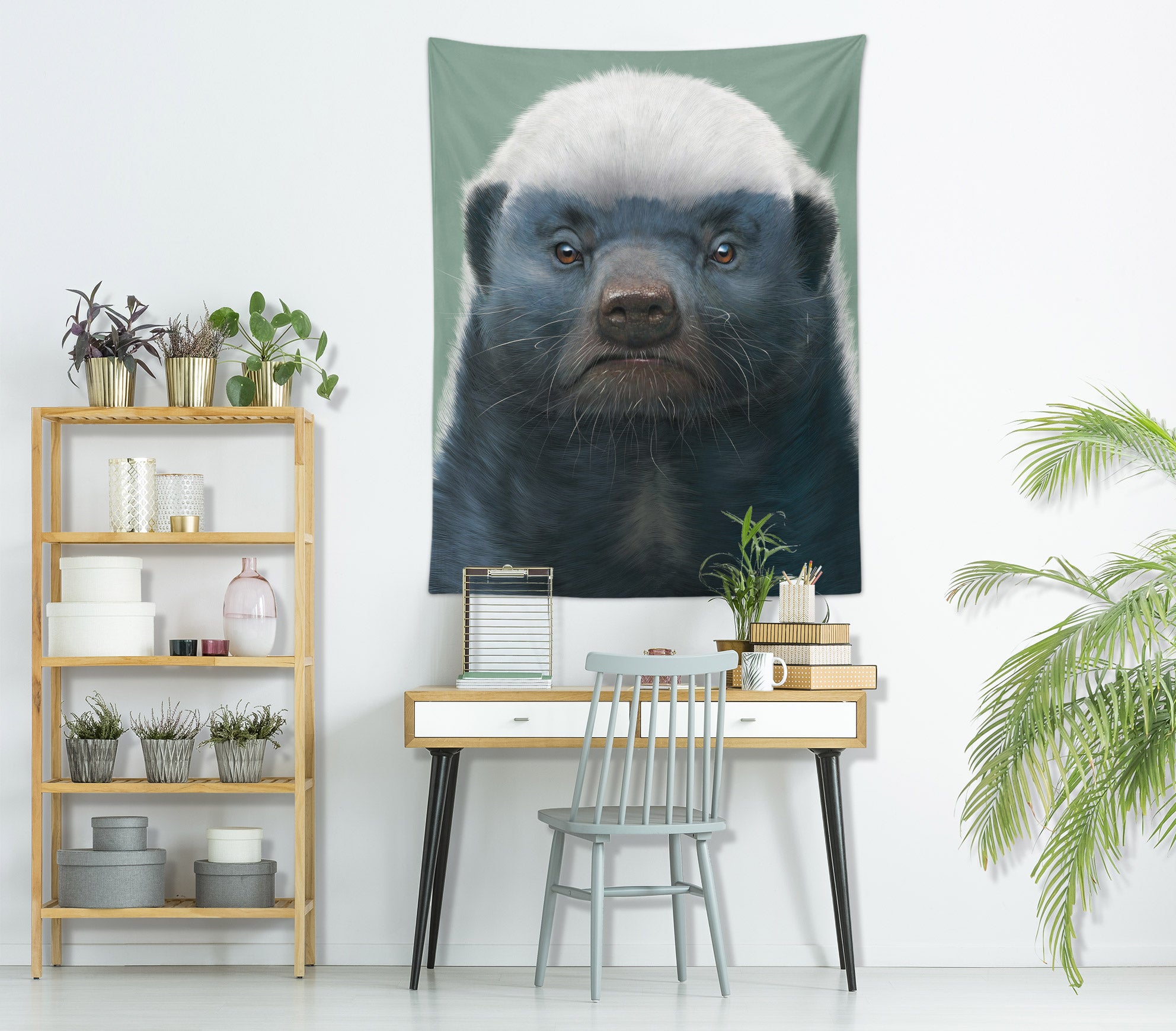 3D Honey Badger Portrait 11710 Vincent Tapestry Hanging Cloth Hang
