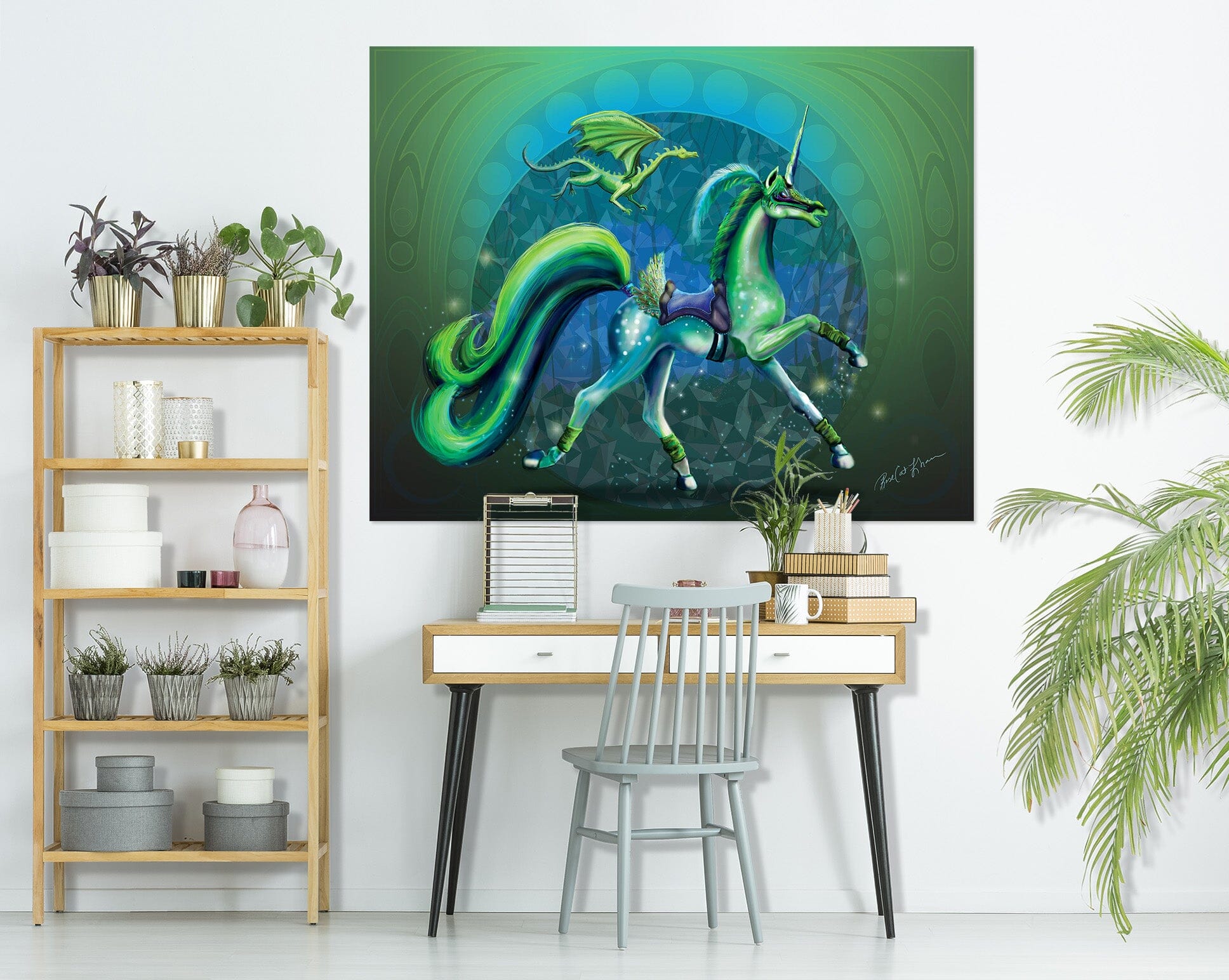 3D Green Unicorn 205 Rose Catherine Khan Wall Sticker Wallpaper AJ Wallpaper 2