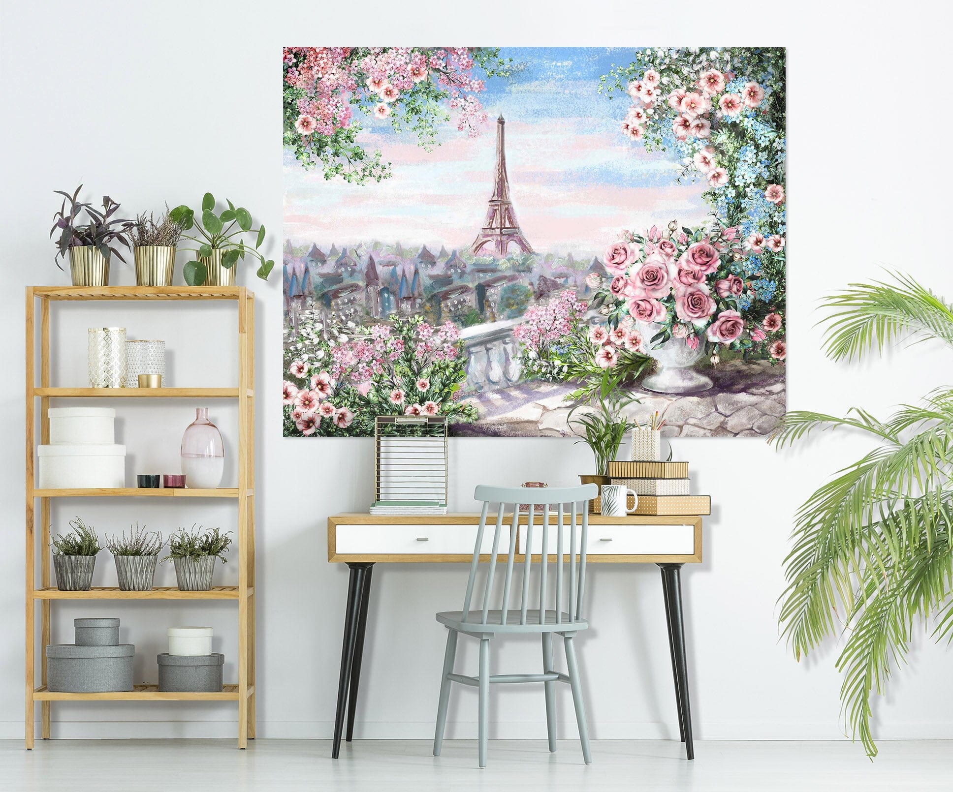 3D Eiffel Tower Rose 1038 Wall Sticker Wallpaper AJ Wallpaper 2