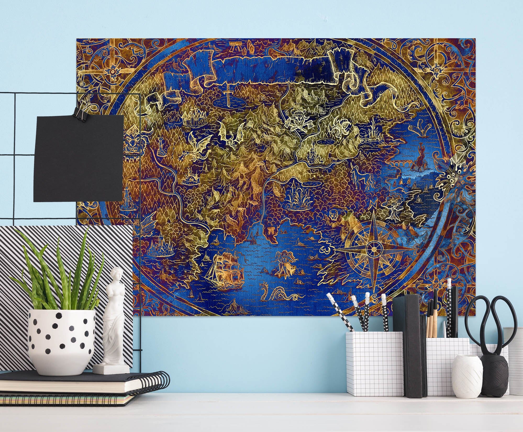 3D Blue Globe 281 World Map Wall Sticker Wallpaper AJ Wallpaper 2