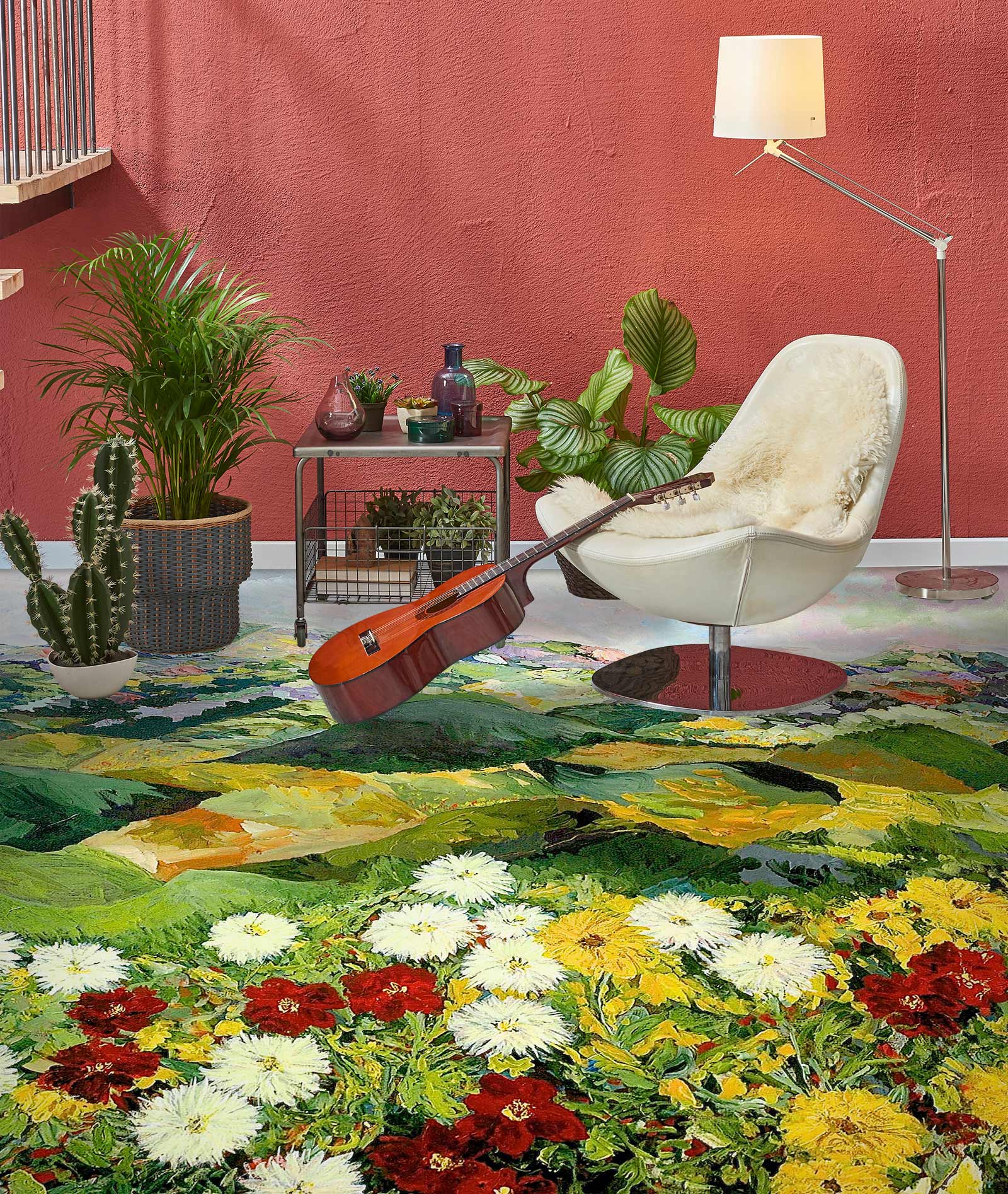 3D Hillside Flower Bush 9548 Allan P. Friedlander Floor Mural