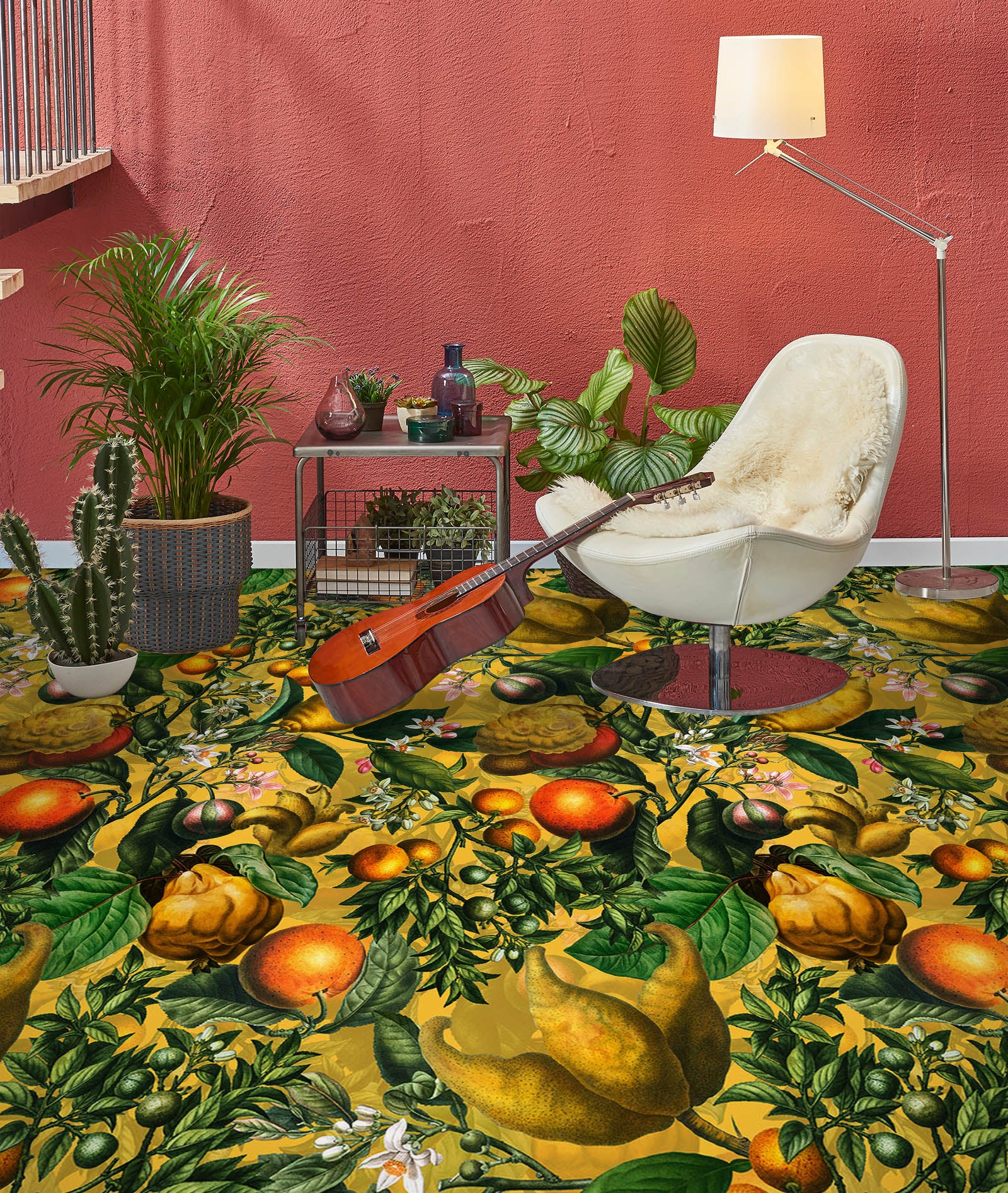 3D Orange Leaves 10028 Uta Naumann Floor Mural