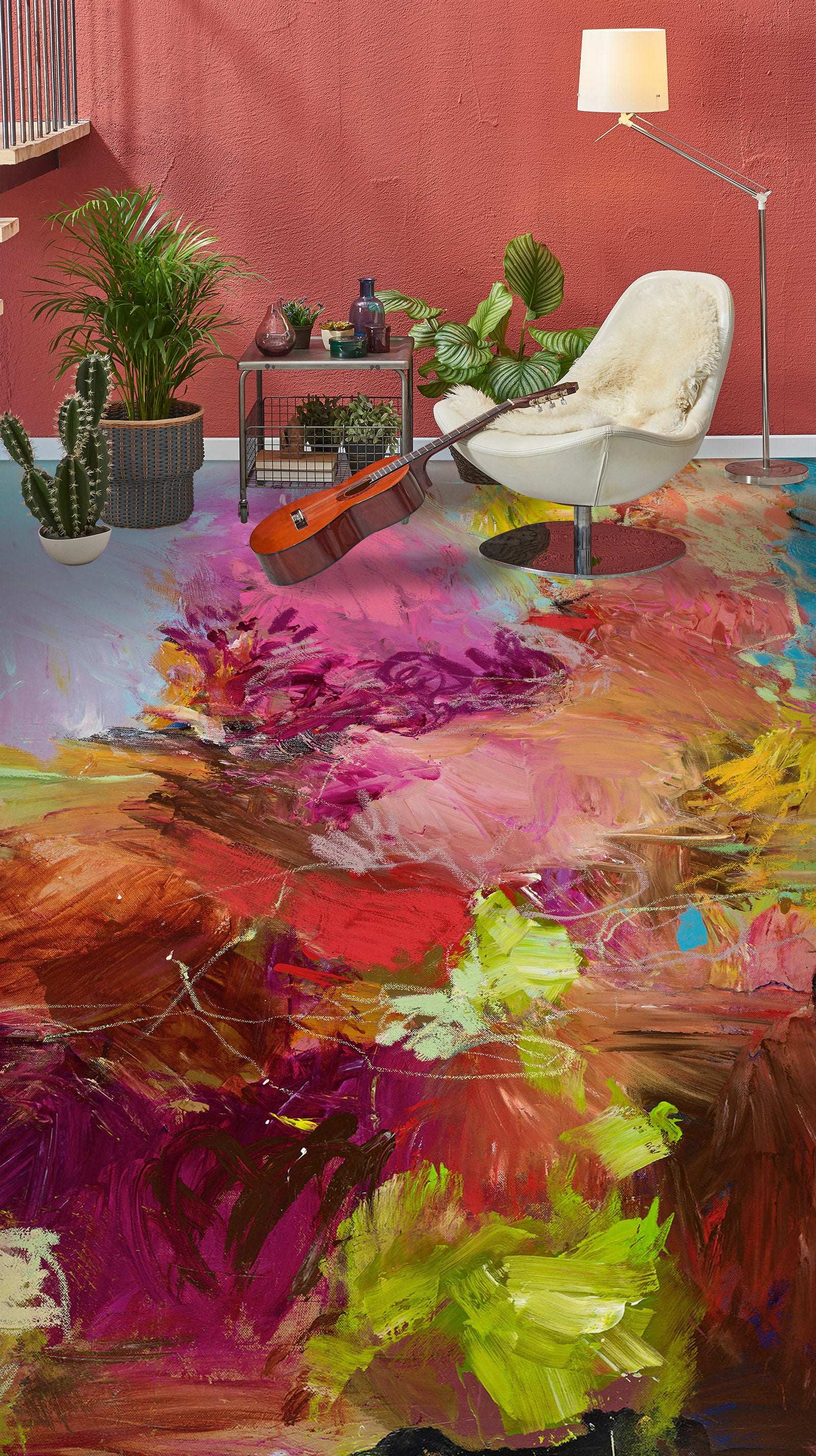 3D Red Paint Texture 9943 Allan P. Friedlander Floor Mural