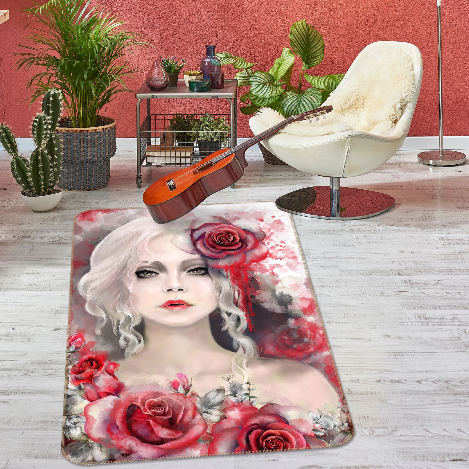 3D Rose Dress Lady 1062 Non Slip Rug Mat