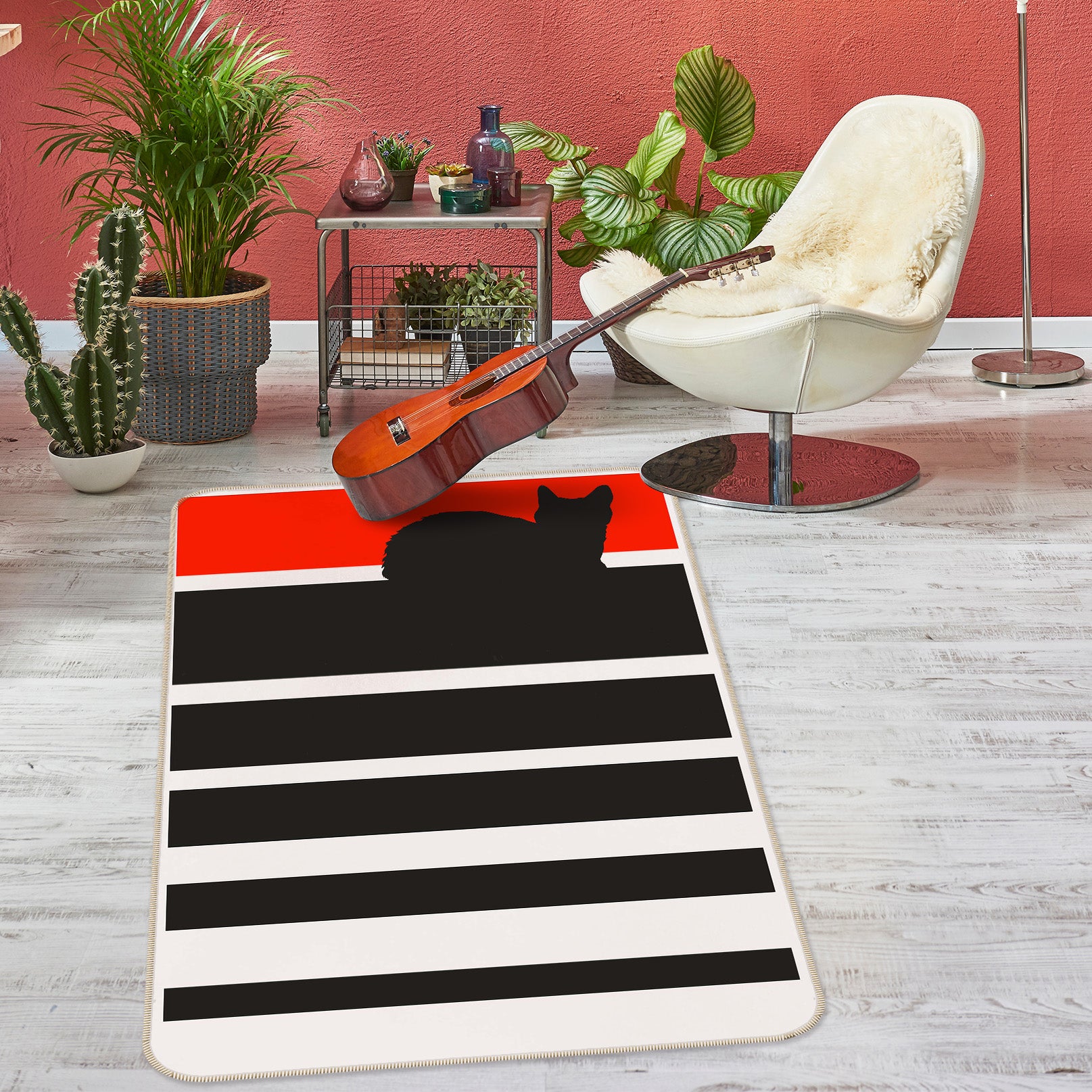 3D Black Kitten 1038 Boris Draschoff Rug Non Slip Rug Mat