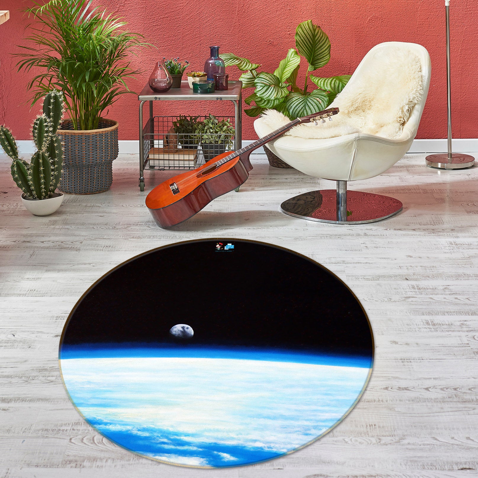 3D Earth 11090 Matthew Holden Bates Rug Round Non Slip Rug Mat