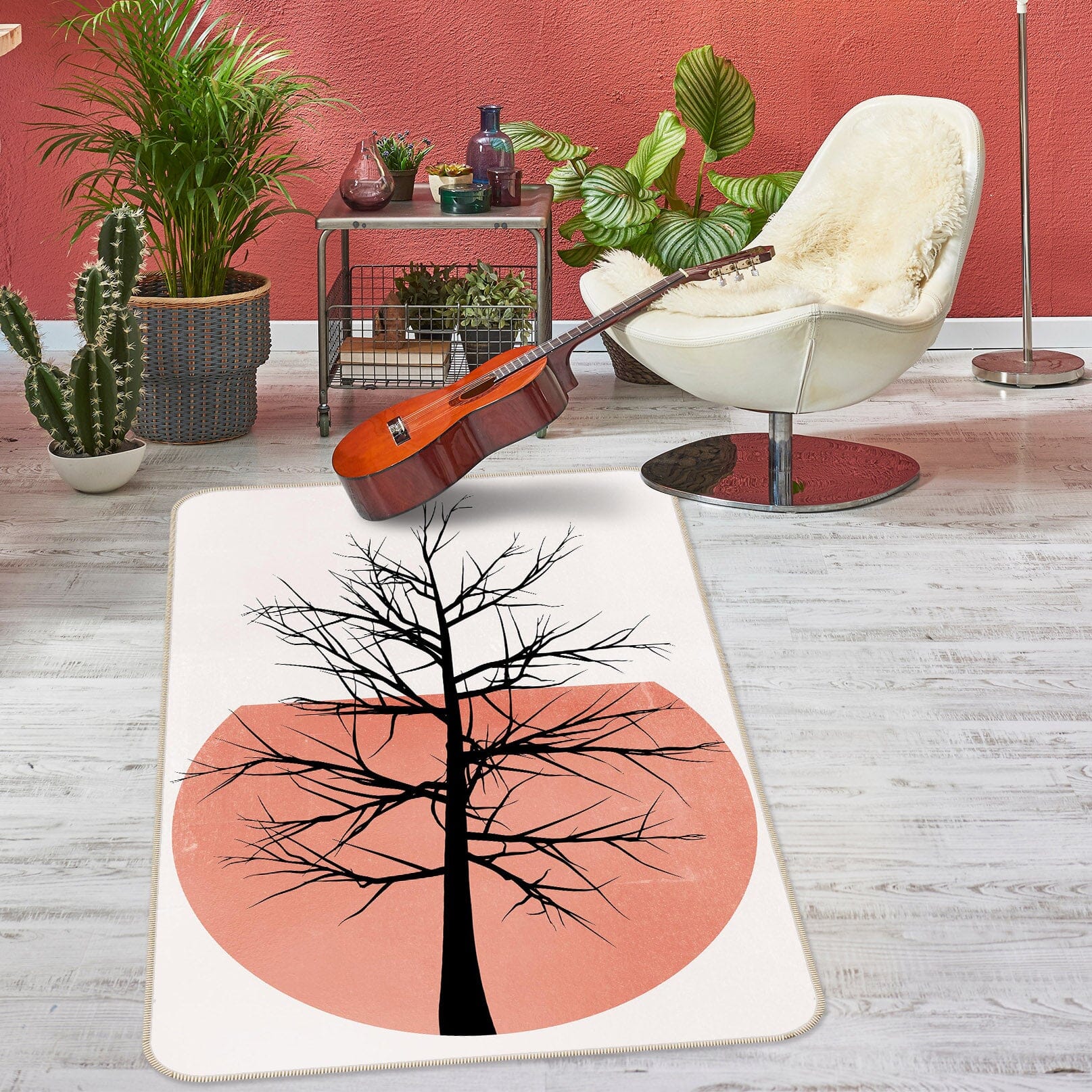 3D Pink Moon Tree 1056 Boris Draschoff Rug Non Slip Rug Mat Mat AJ Creativity Home
