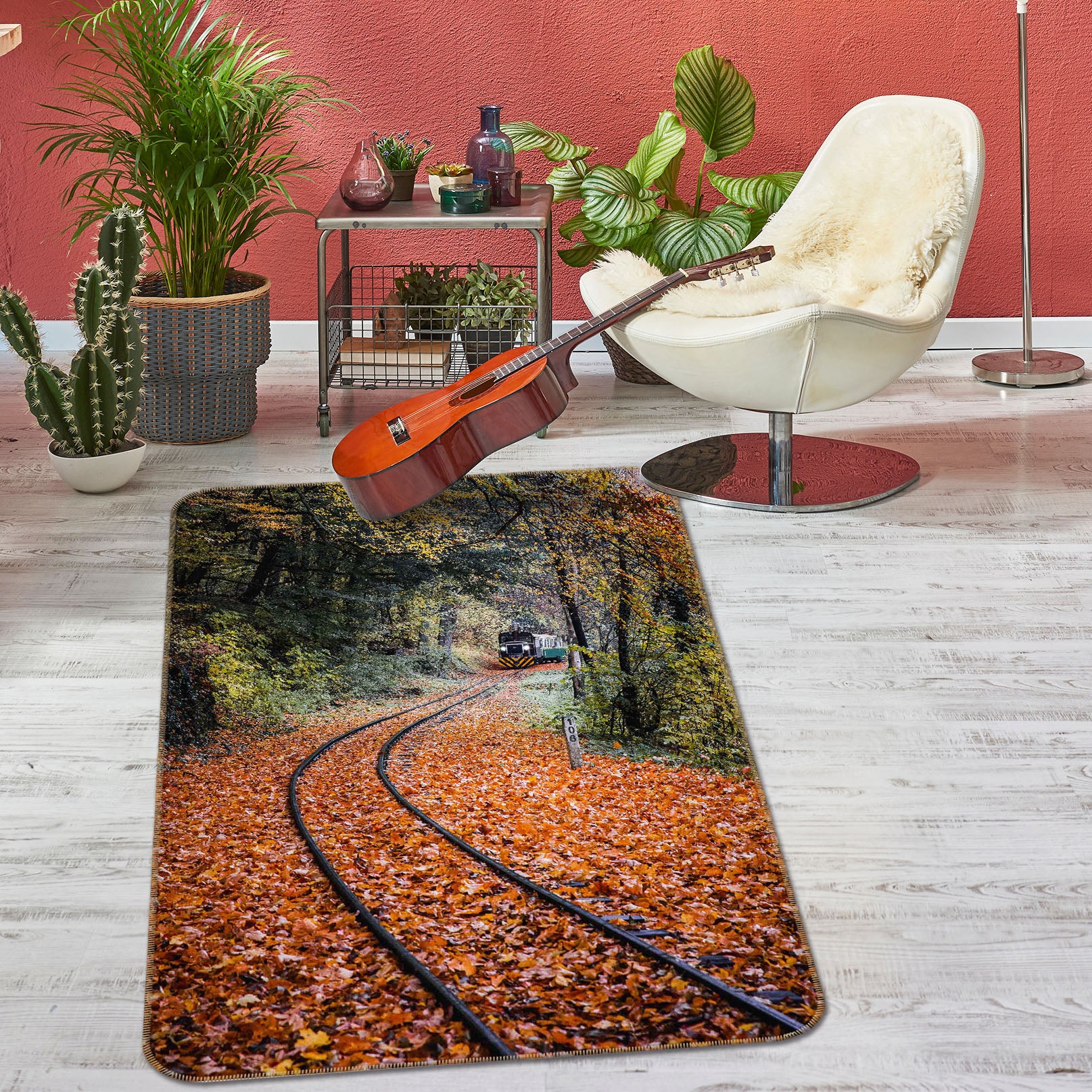 3D Fallen Leaves Track 68136 Vehicle Non Slip Rug Mat