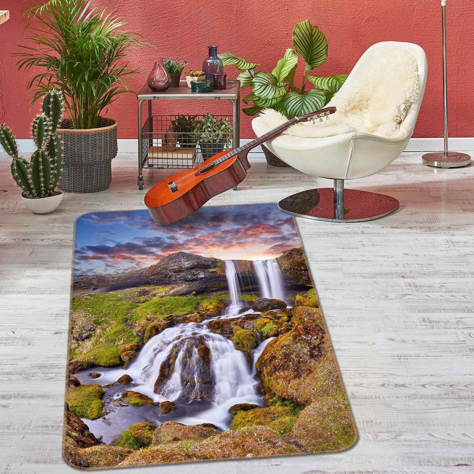 3D Mountain Waterfall 26209 Non Slip Rug Mat