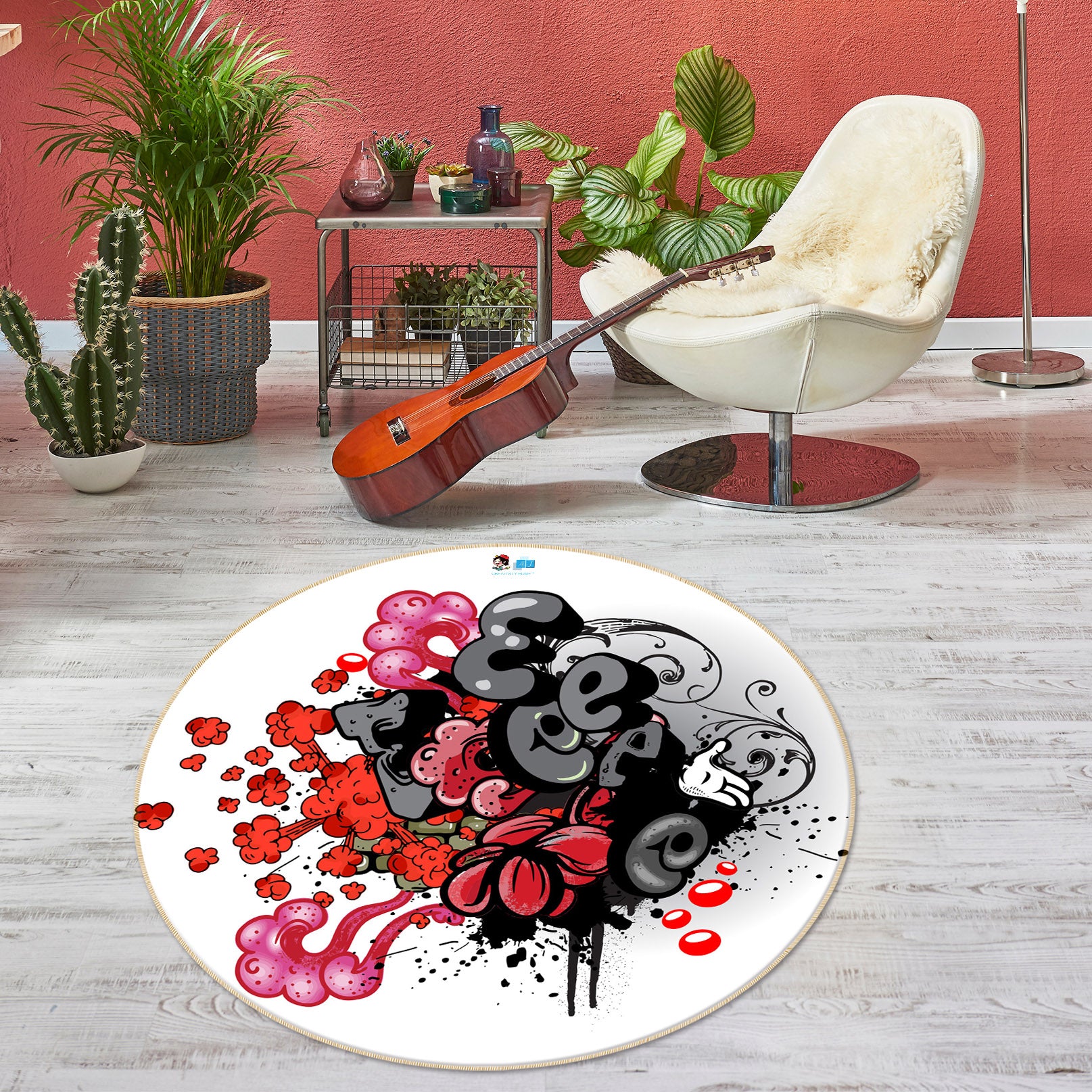 3D Pattern 74299 Round Non Slip Rug Mat