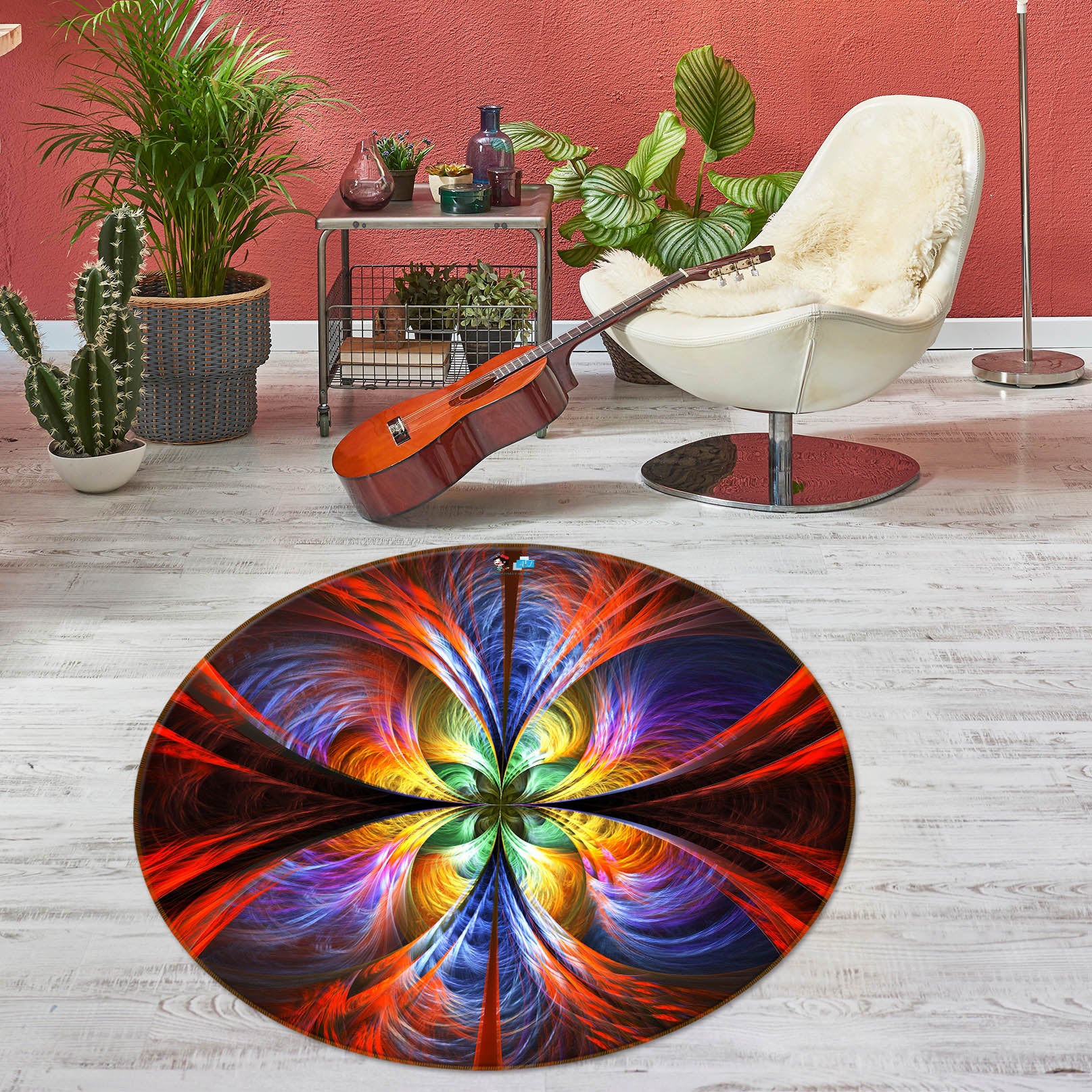 3D Color Abstract Pattern 74160 Round Non Slip Rug Mat