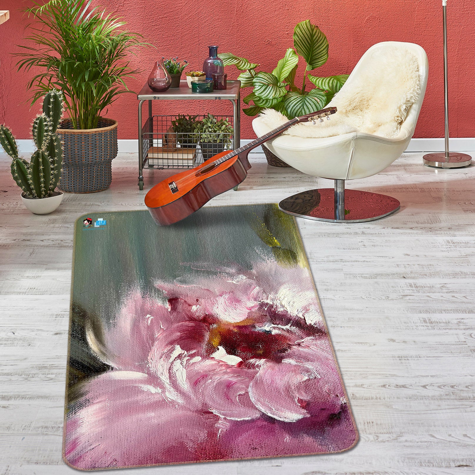 3D Flower Paint 1287 Skromova Marina Rug Non Slip Rug Mat