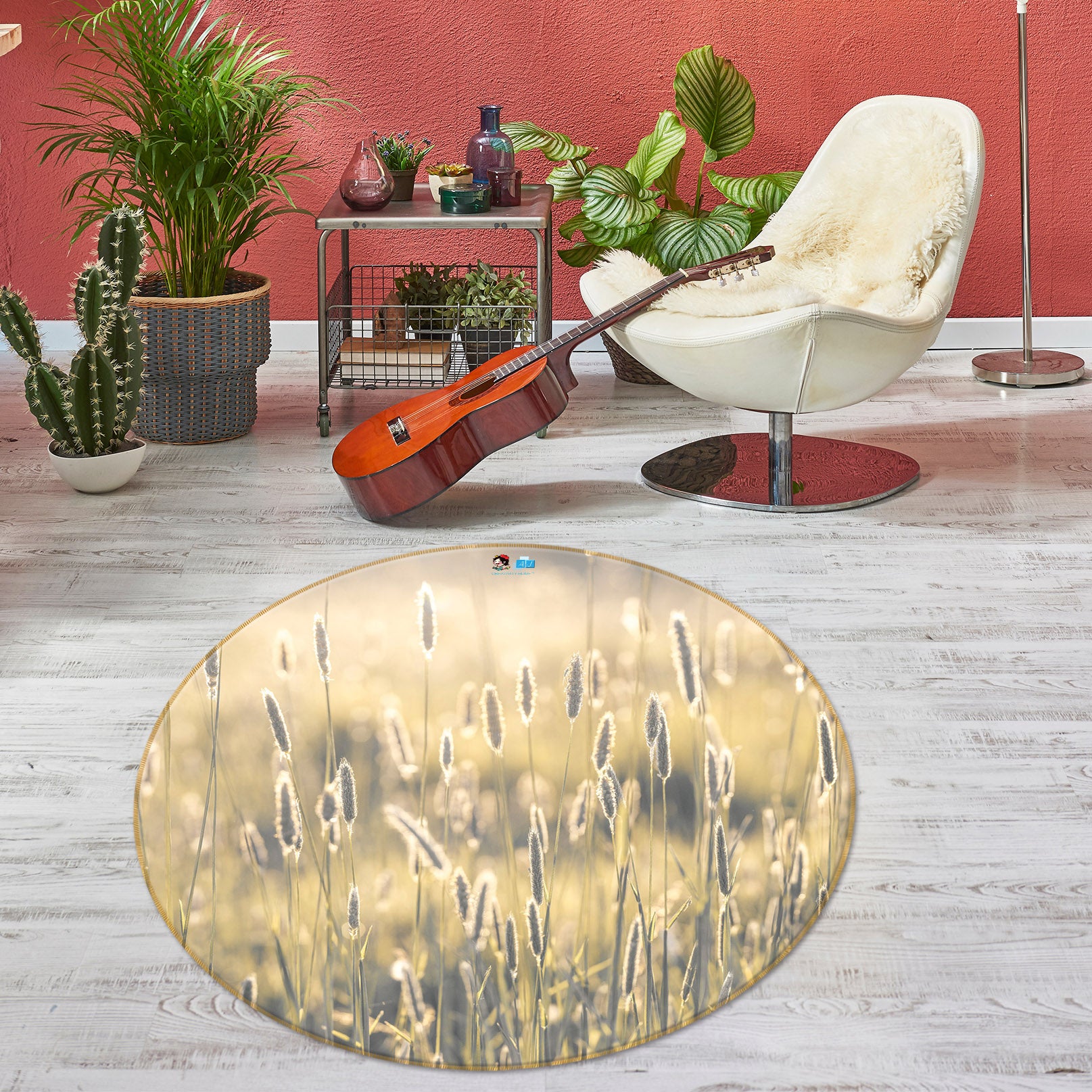 3D Prairie Light 7344 Assaf Frank Rug Round Non Slip Rug Mat