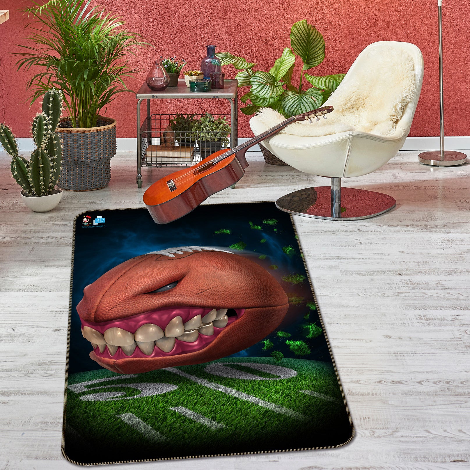 3D Teeth Ball 4118 Tom Wood Rug Non Slip Rug Mat