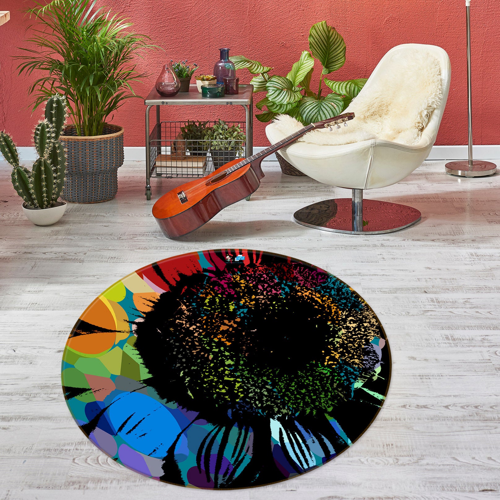 3D Color Petal 19199 Shandra Smith Rug Round Non Slip Rug Mat