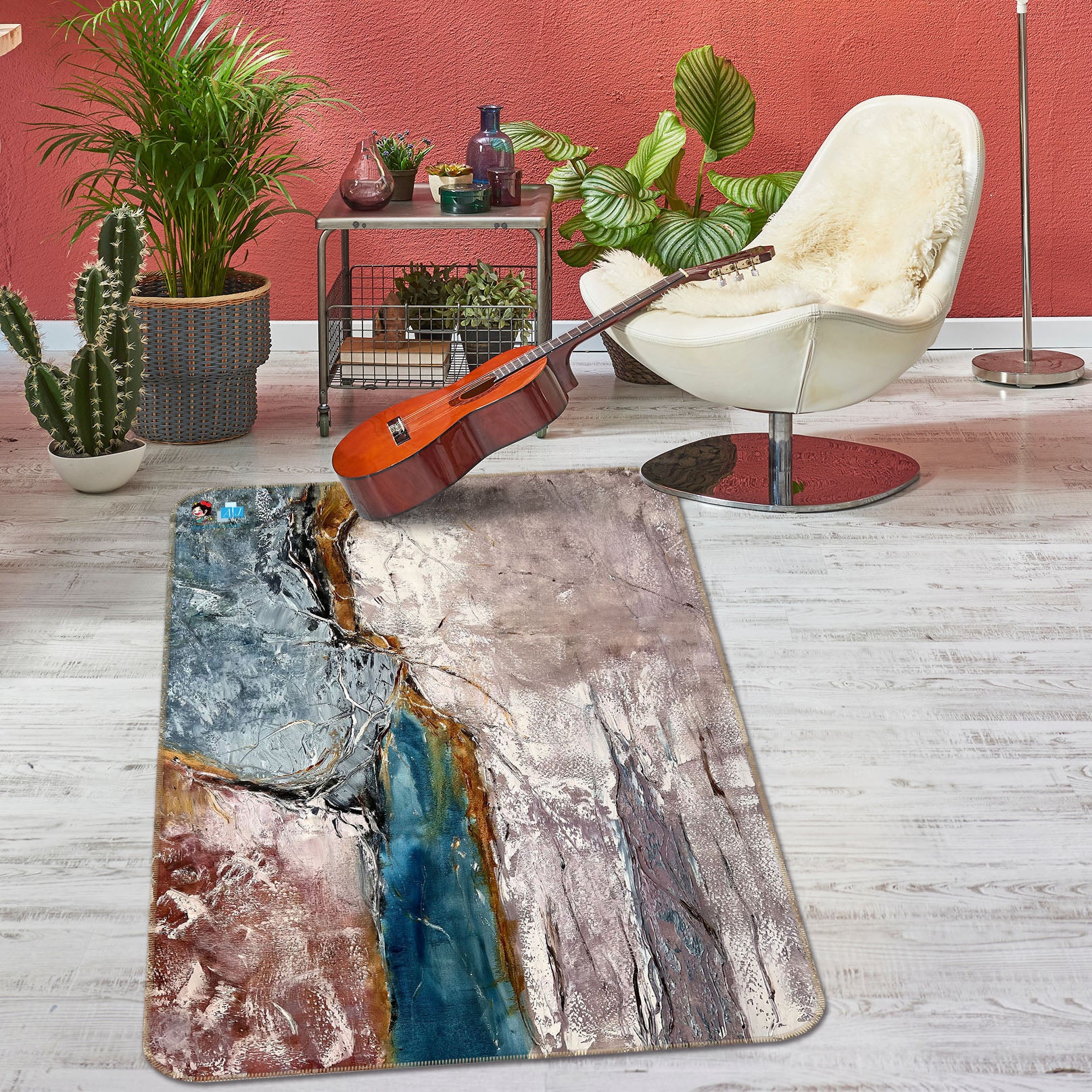 3D Retro Color 4130 Skromova Marina Rug Non Slip Rug Mat