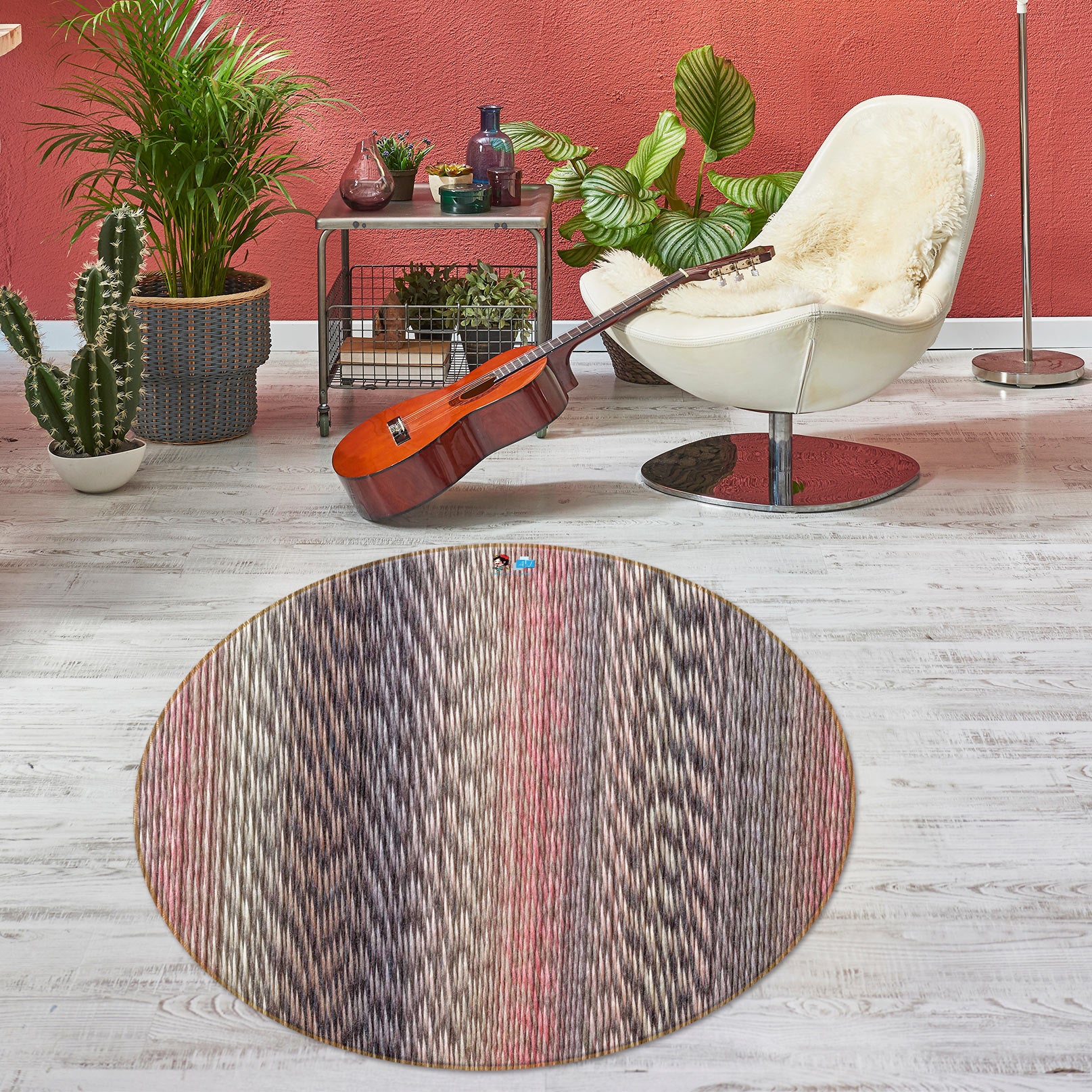 3D Color Texture 7578 Assaf Frank Rug Round Non Slip Rug Mat