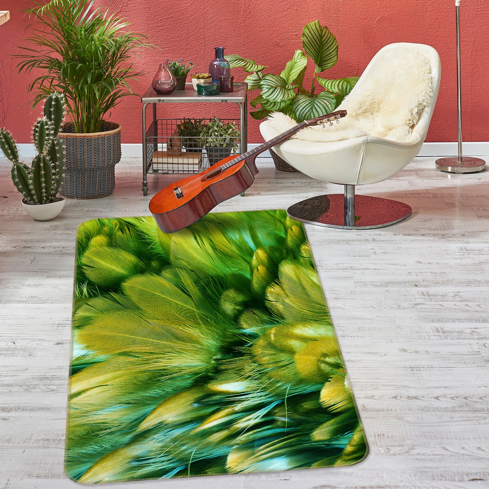 3D Green Leaves 30102 Non Slip Rug Mat
