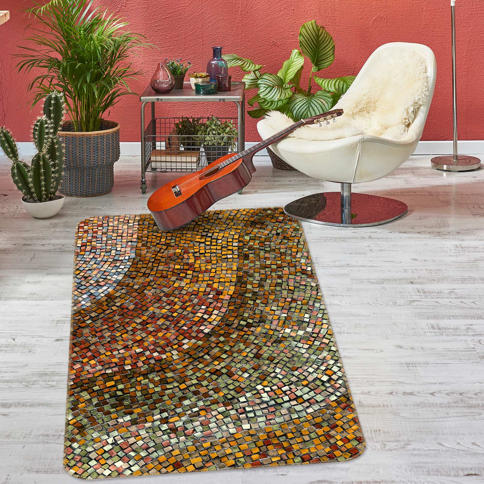 3D Brown Pattern 33071 Non Slip Rug Mat