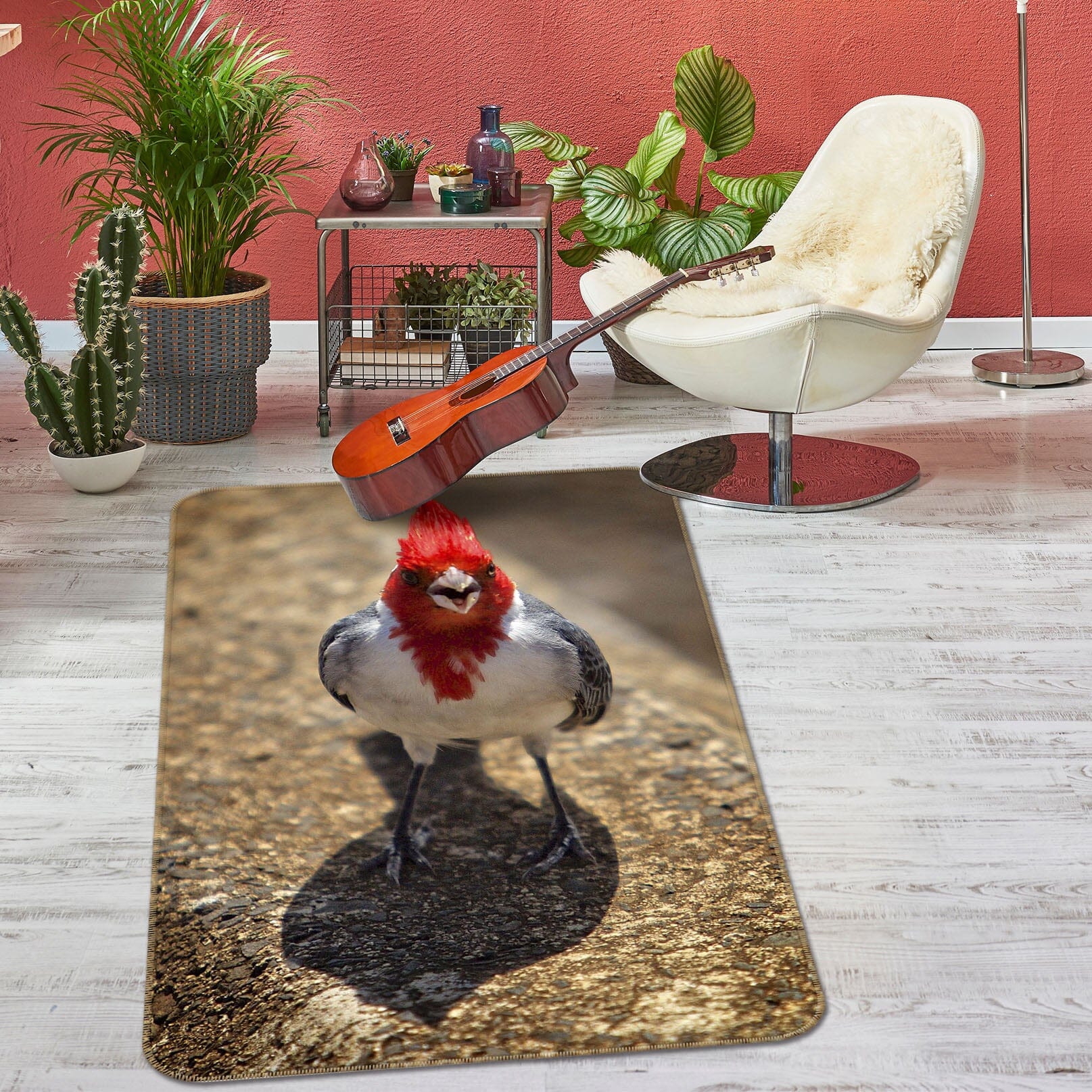 3D Red Feather 1136 Kathy Barefield Rug Non Slip Rug Mat Mat AJ Creativity Home