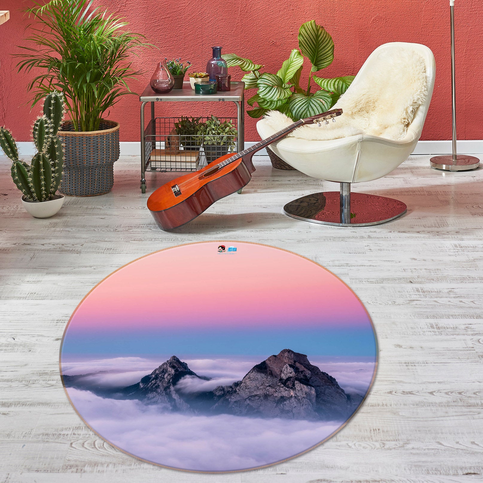 3D Mountain 75115 Round Non Slip Rug Mat