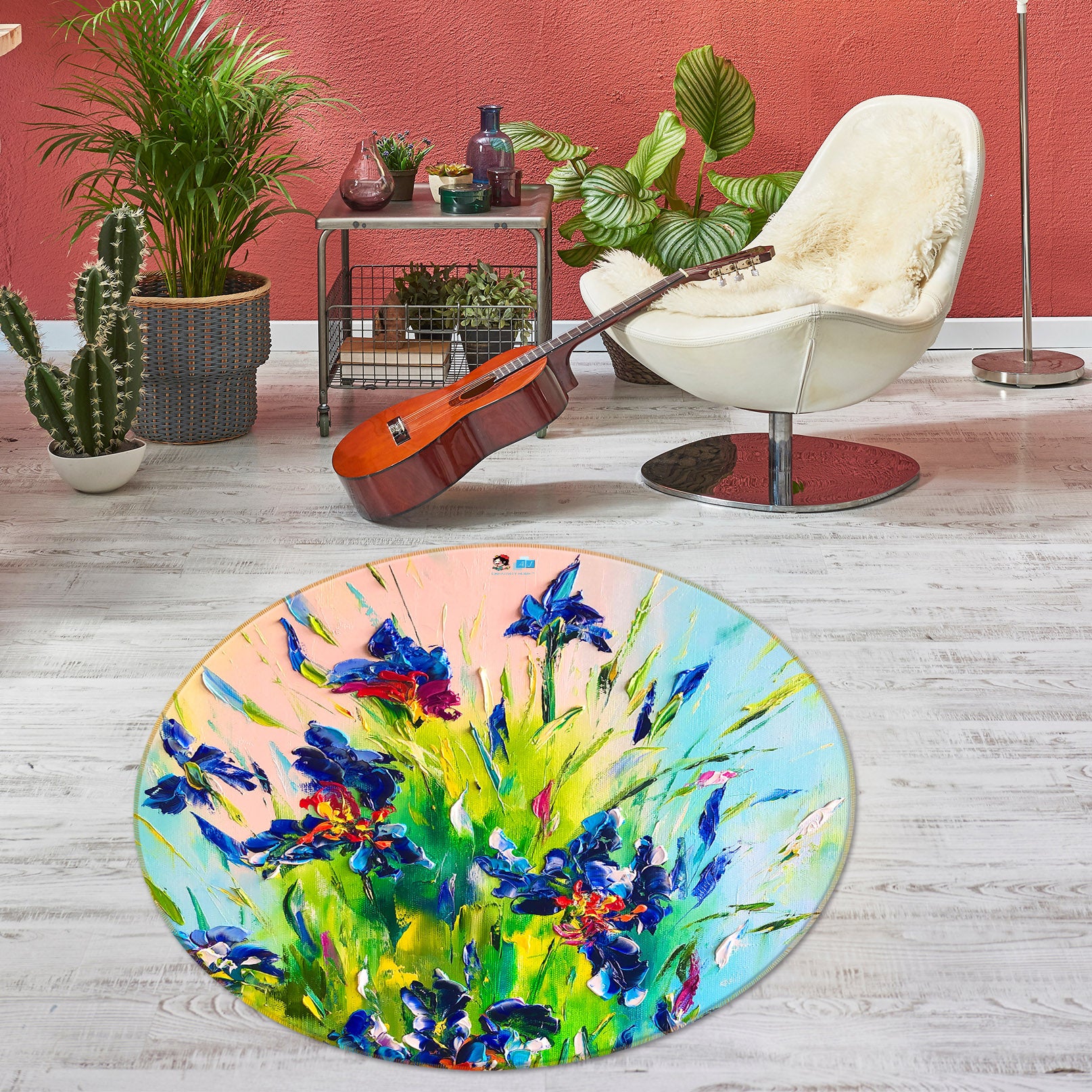 3D Orchid Petals 890 Skromova Marina Rug Round Non Slip Rug Mat