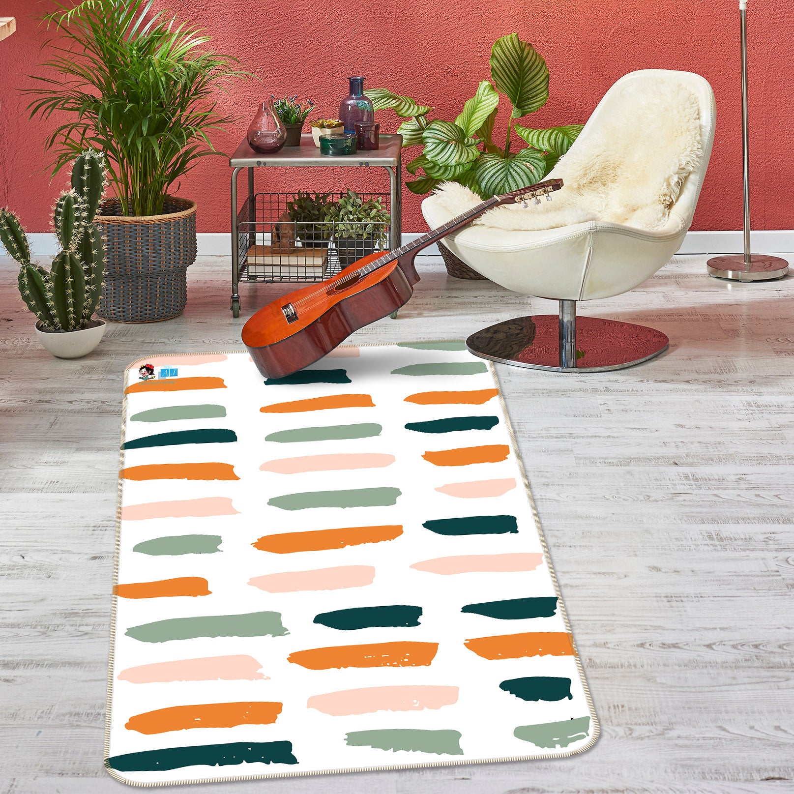 3D Color Stripe 107151 Kashmira Jayaprakash Rug Non Slip Rug Mat