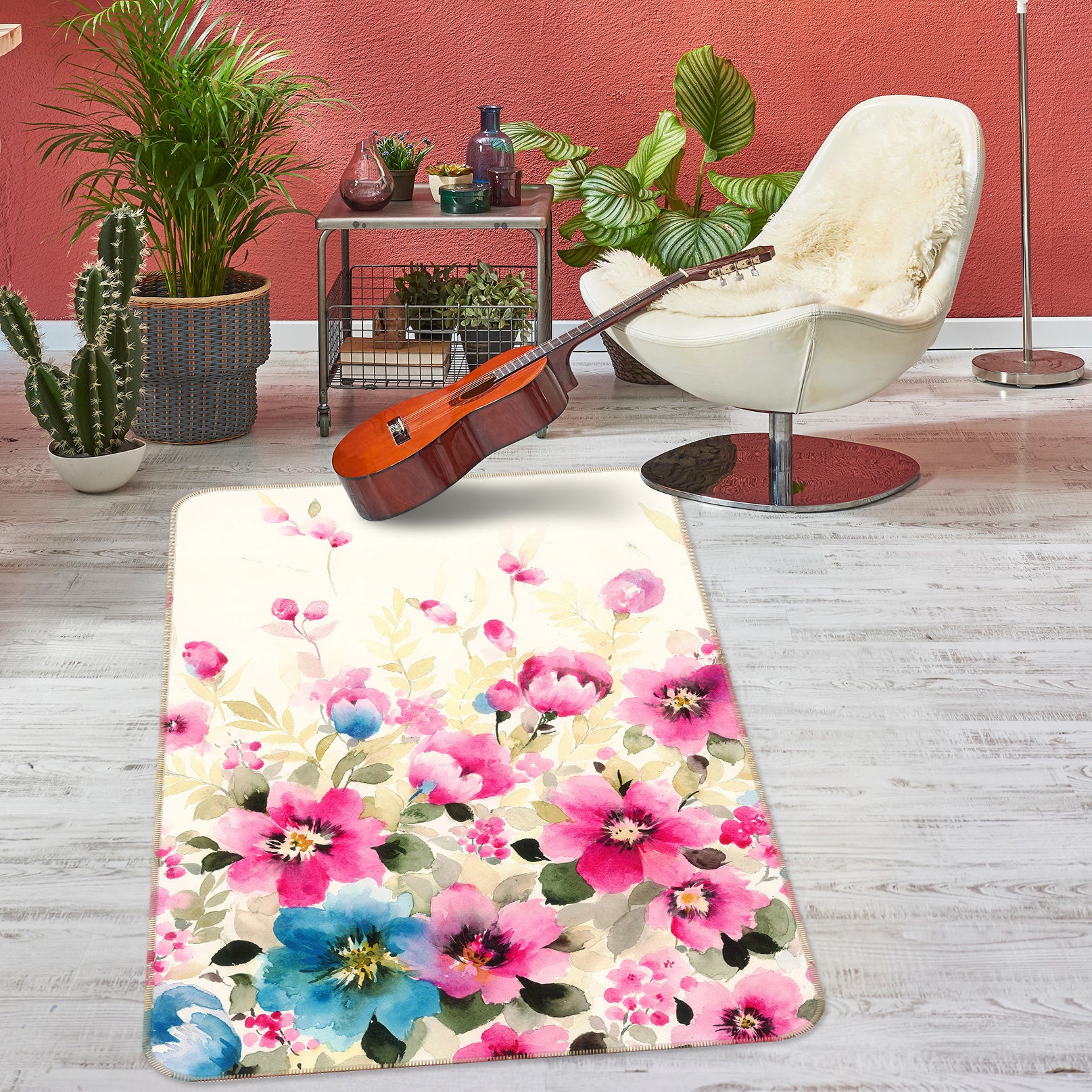 3D Flowers 27058 Non Slip Rug Mat
