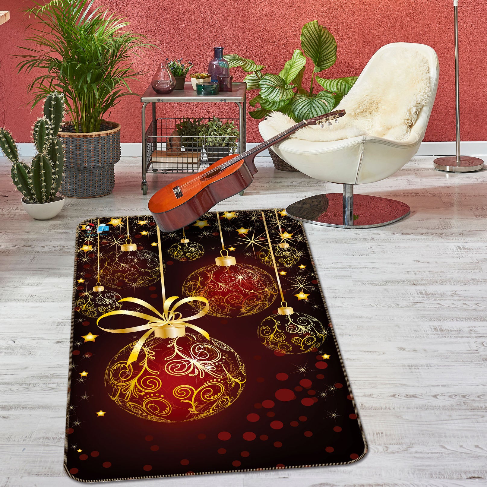 3D Ball 55127 Christmas Non Slip Rug Mat Xmas