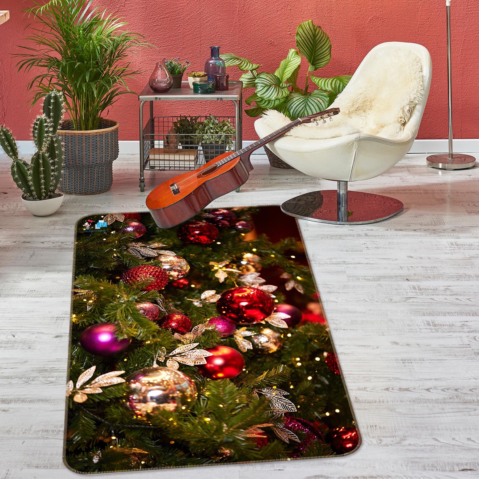 3D Tree Pendant 55045 Christmas Non Slip Rug Mat Xmas
