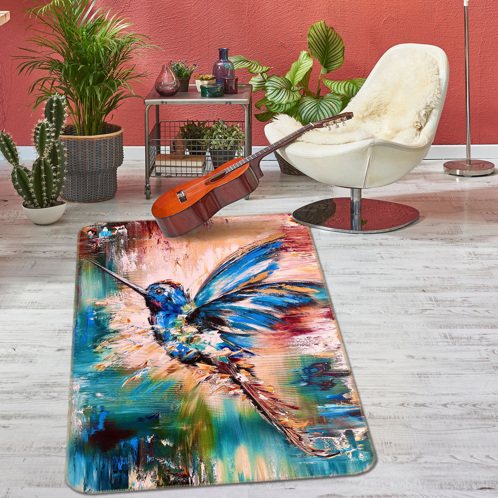 3D Painted Blue Bird 4117 Skromova Marina Rug Non Slip Rug Mat