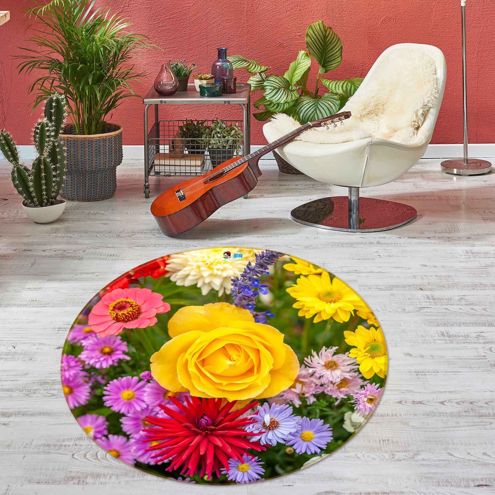 3D Beautiful Garden 7513 Assaf Frank Rug Round Non Slip Rug Mat