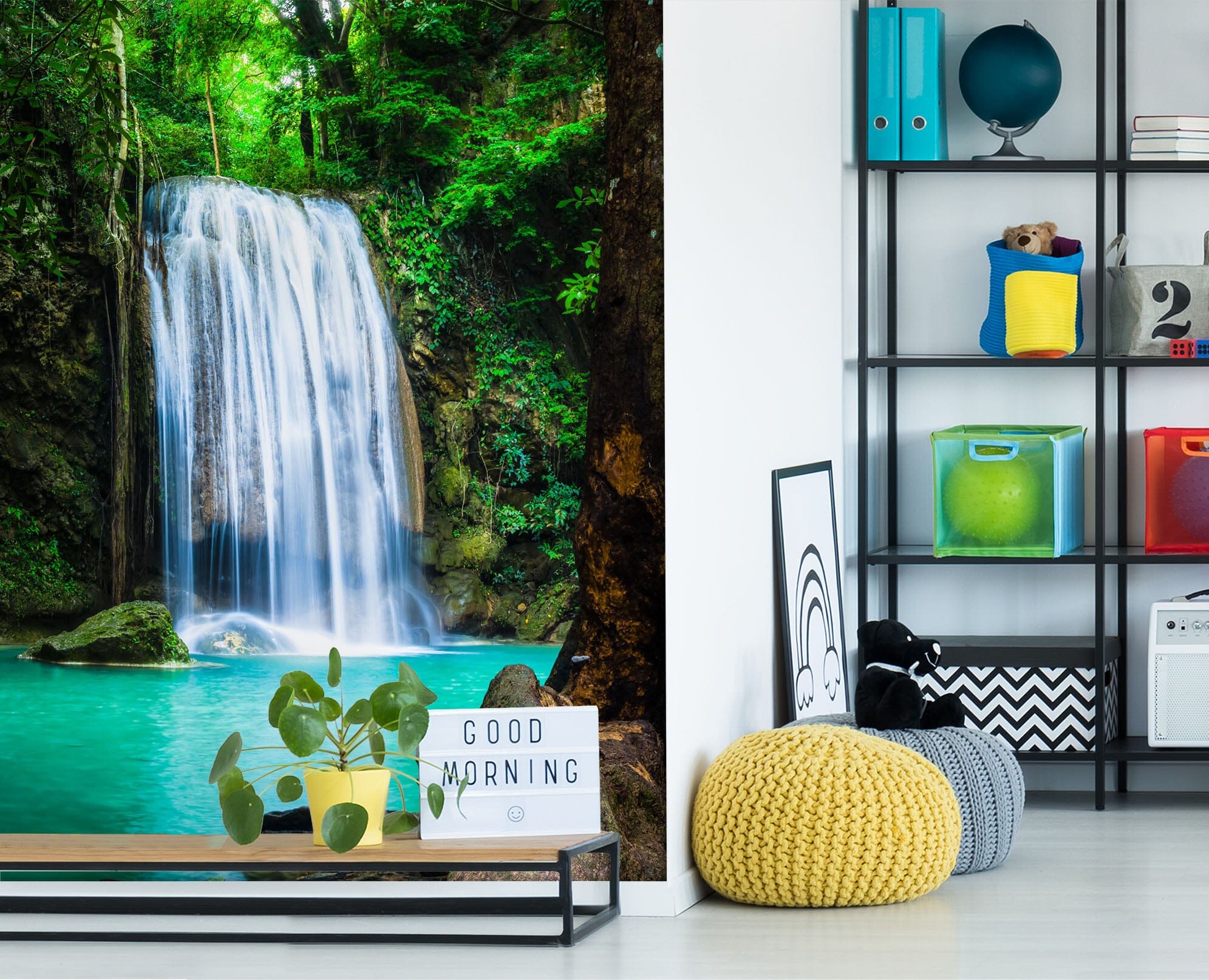 3D Forest Waterfall 127 Wall Murals Wallpaper AJ Wallpaper 2