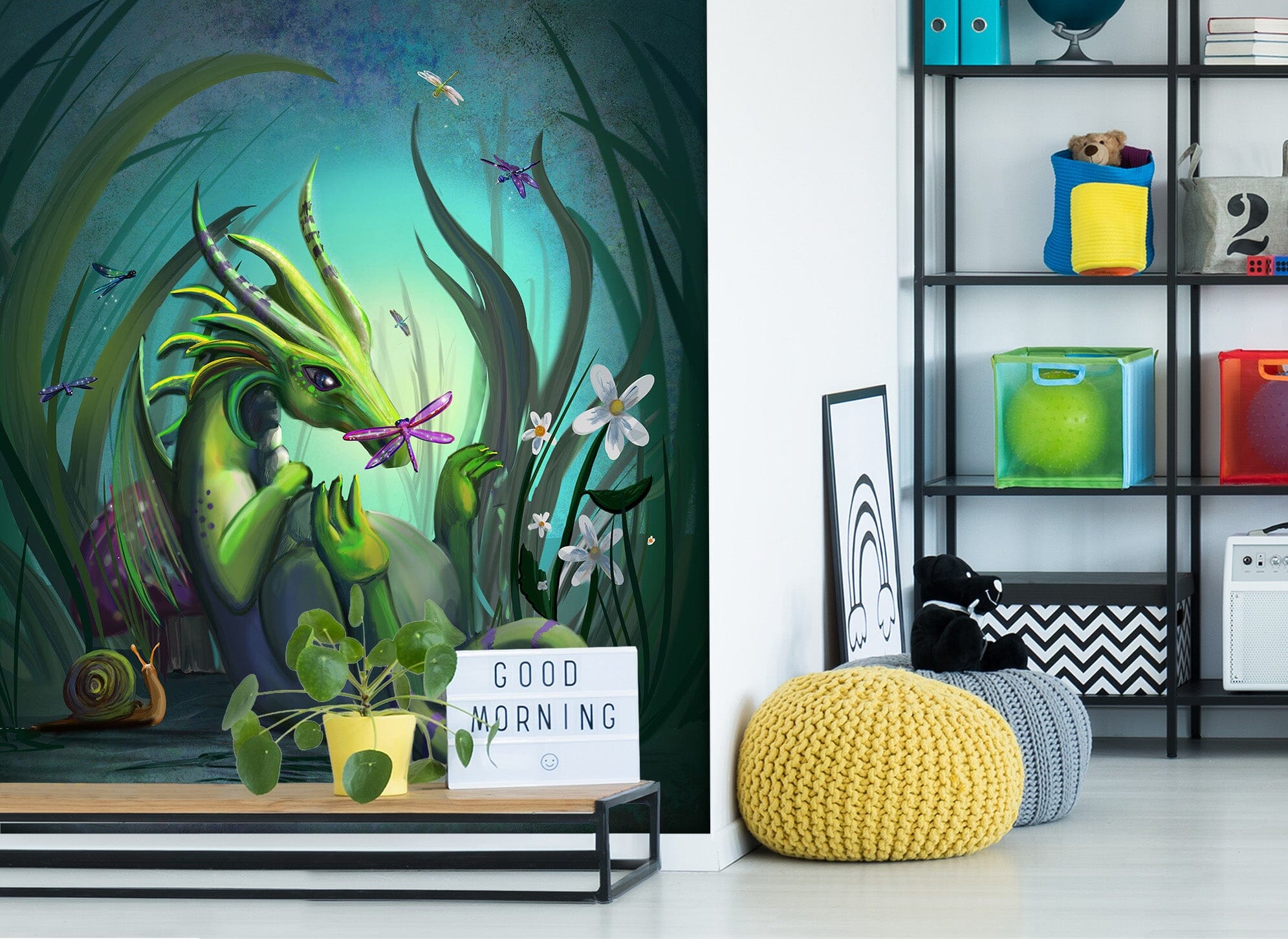 3D Green Dragon 1401 Rose Catherine Khan Wall Mural Wall Murals Wallpaper AJ Wallpaper 2