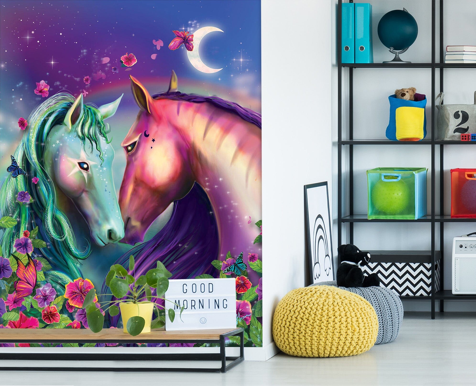 3D Two Horses 1424 Rose Catherine Khan Wall Mural Wall Murals Wallpaper AJ Wallpaper 2