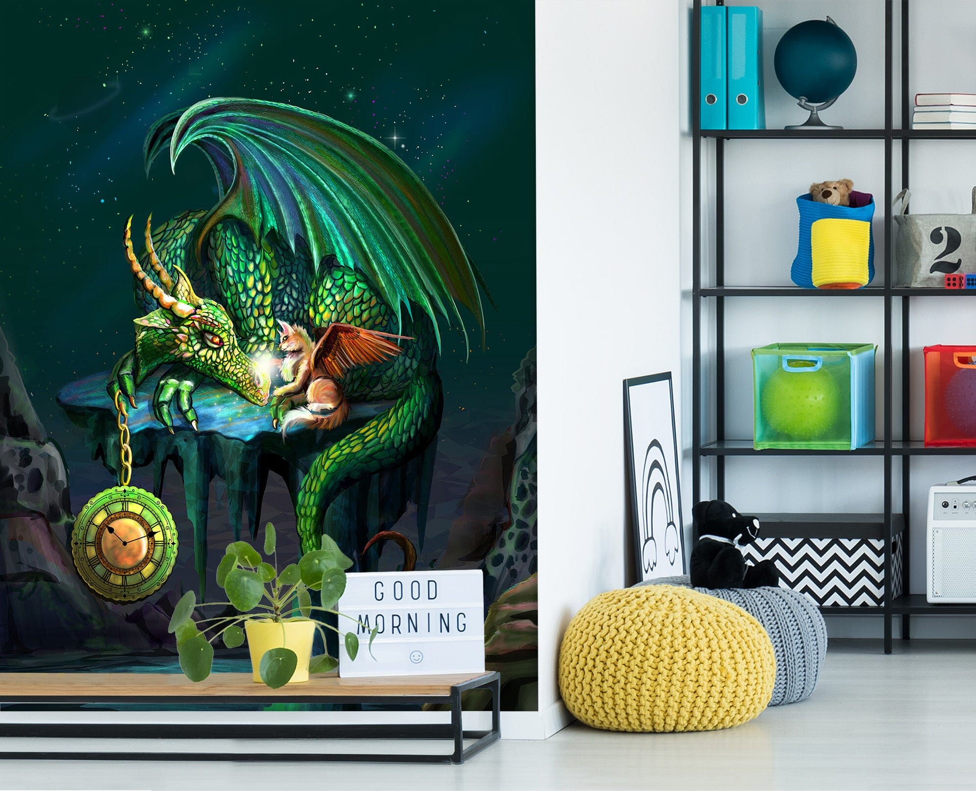 3D Green Dragon 1422 Rose Catherine Khan Wall Mural Wall Murals Wallpaper AJ Wallpaper 2