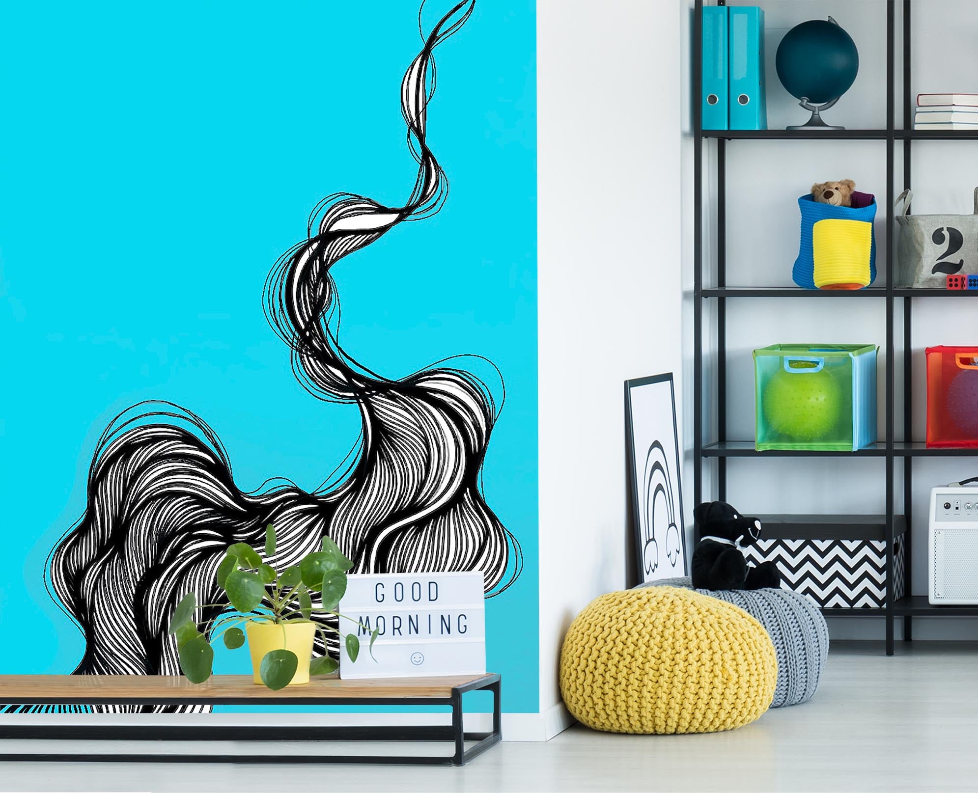 3D Black Lines 1281 Jacqueline Reynoso Wall Mural Wall Murals