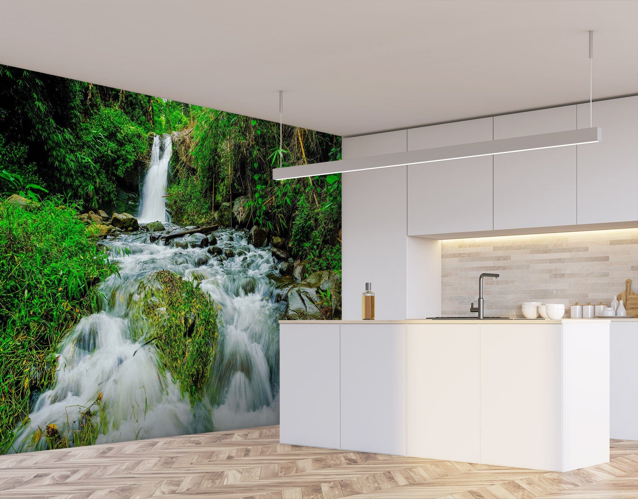 3D White Waterfall Forest 84 Wall Murals Wallpaper AJ Wallpaper 2