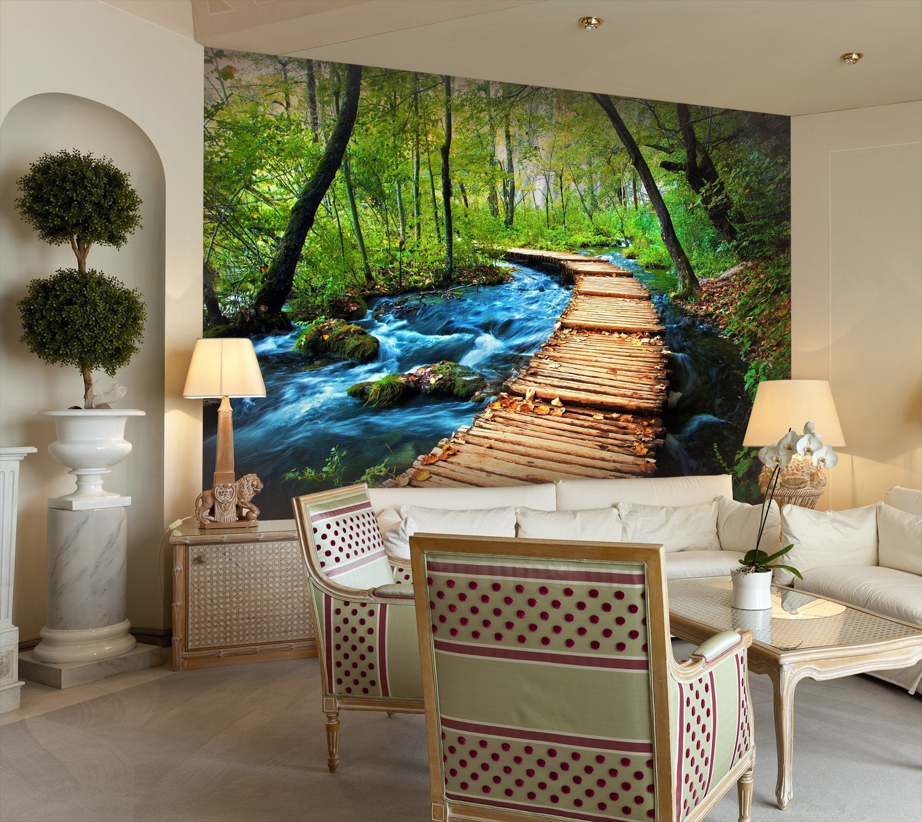 3D Wooden bridge in the forest 05 Wall Murals Wallpaper AJ Wallpaper
