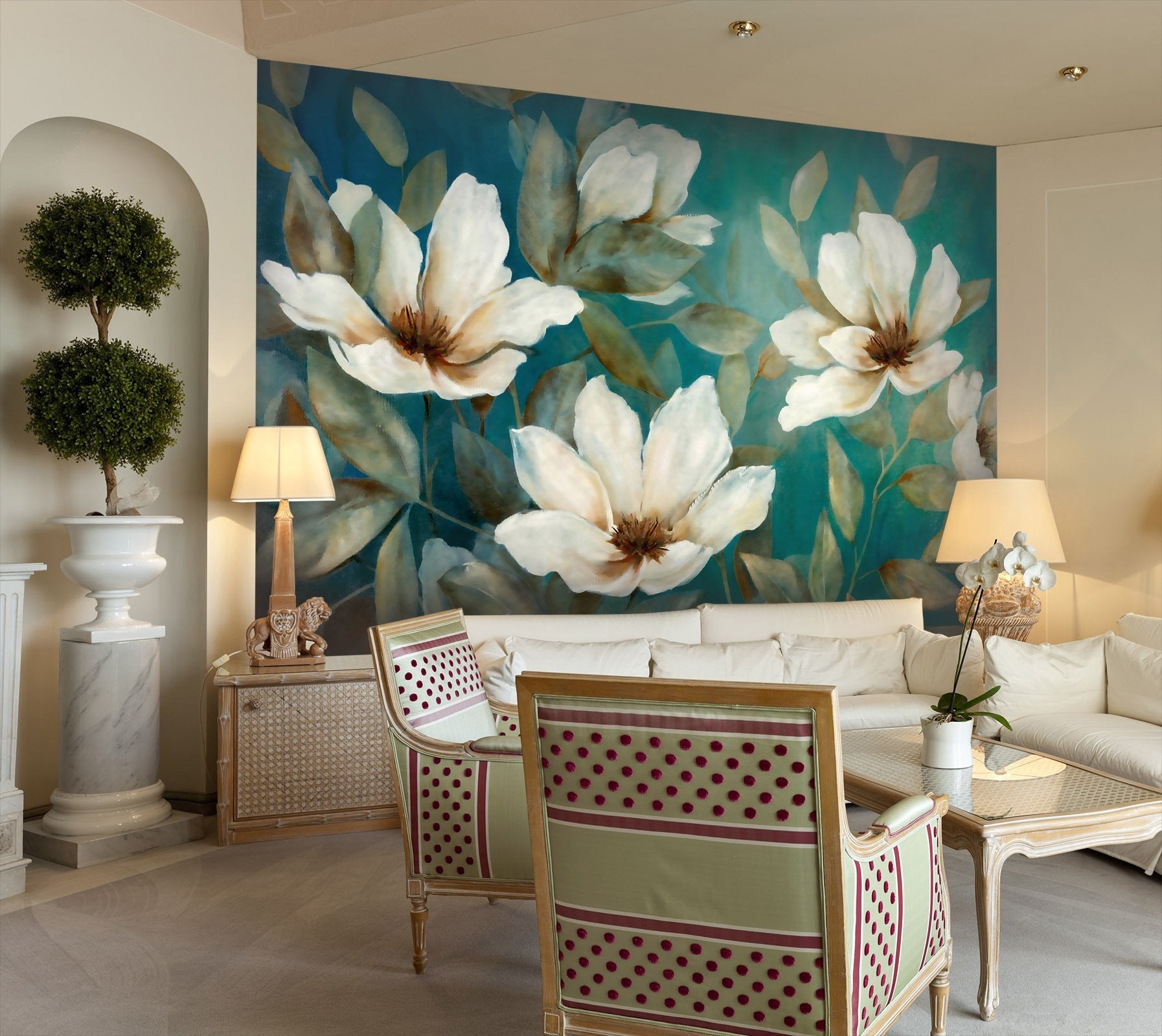 3D White flowers 28 Wall Murals Wallpaper AJ Wallpaper