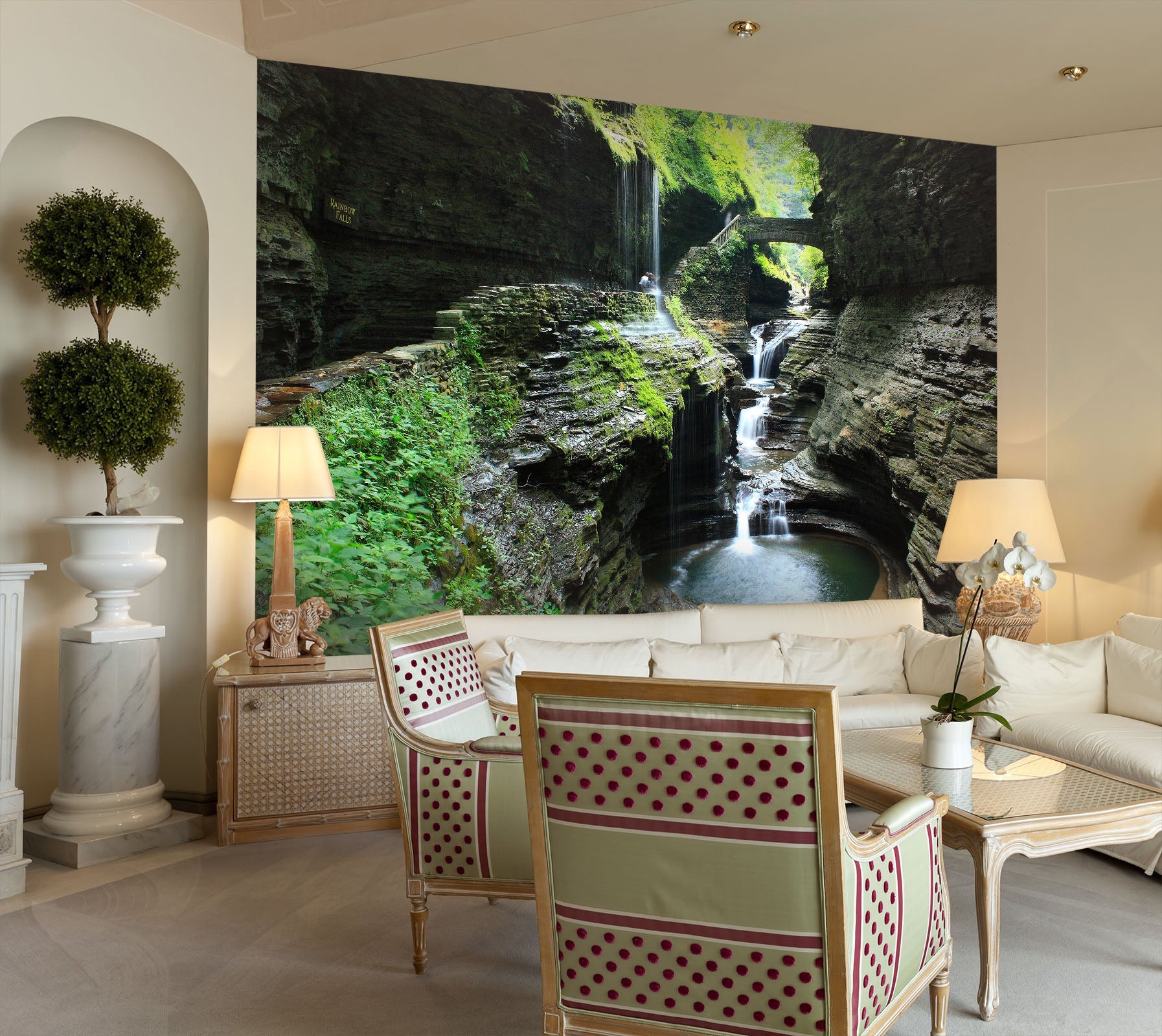 3D waterfall and rocks 1511 Wall Murals Wallpaper AJ Wallpaper