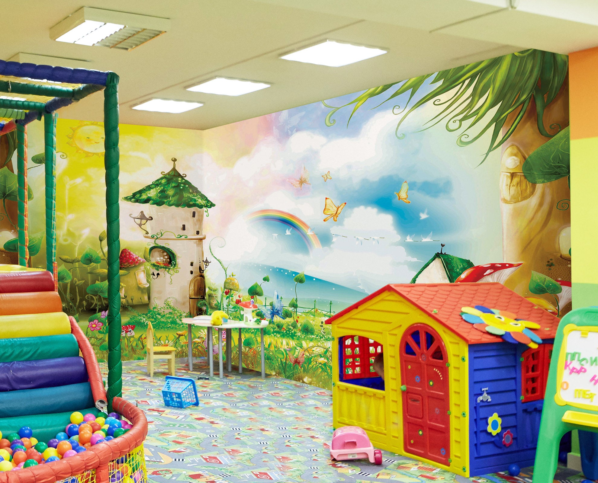 3D Cartoon Rainbow Houses 1410 Indoor Play Centres Wall Murals