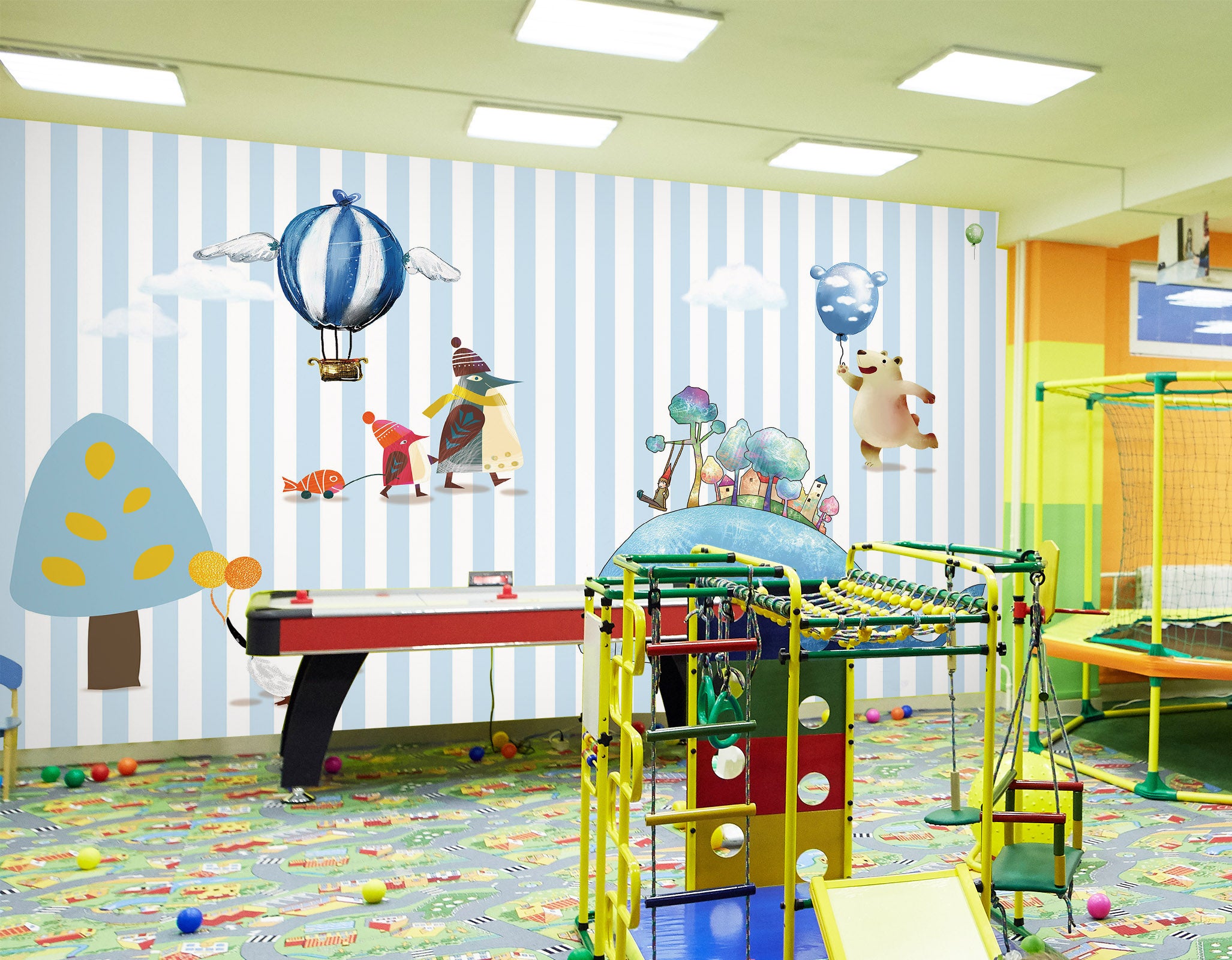 3D Hot Air Balloon Small Animals 1421 Indoor Play Centres Wall Murals