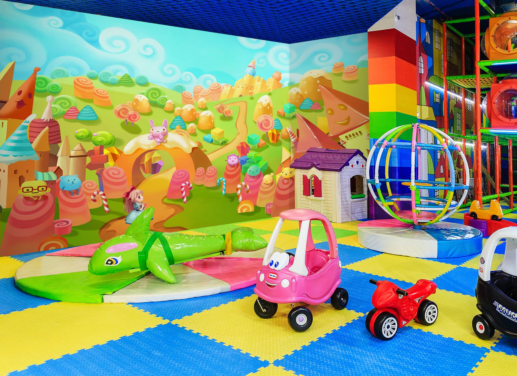3D Cartoon Ice Cream Lawn 1403 Indoor Play Centres Wall Murals