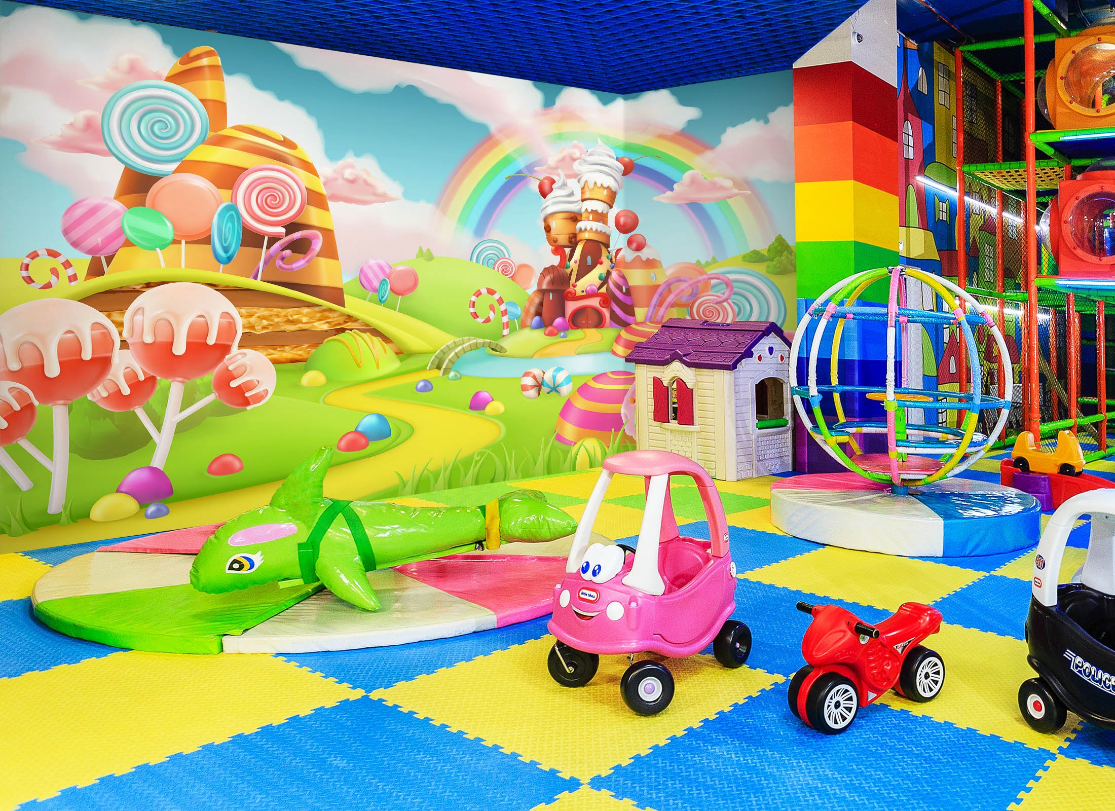 3D Cartoon Candy World Rainbow 1409 Indoor Play Centres Wall Murals