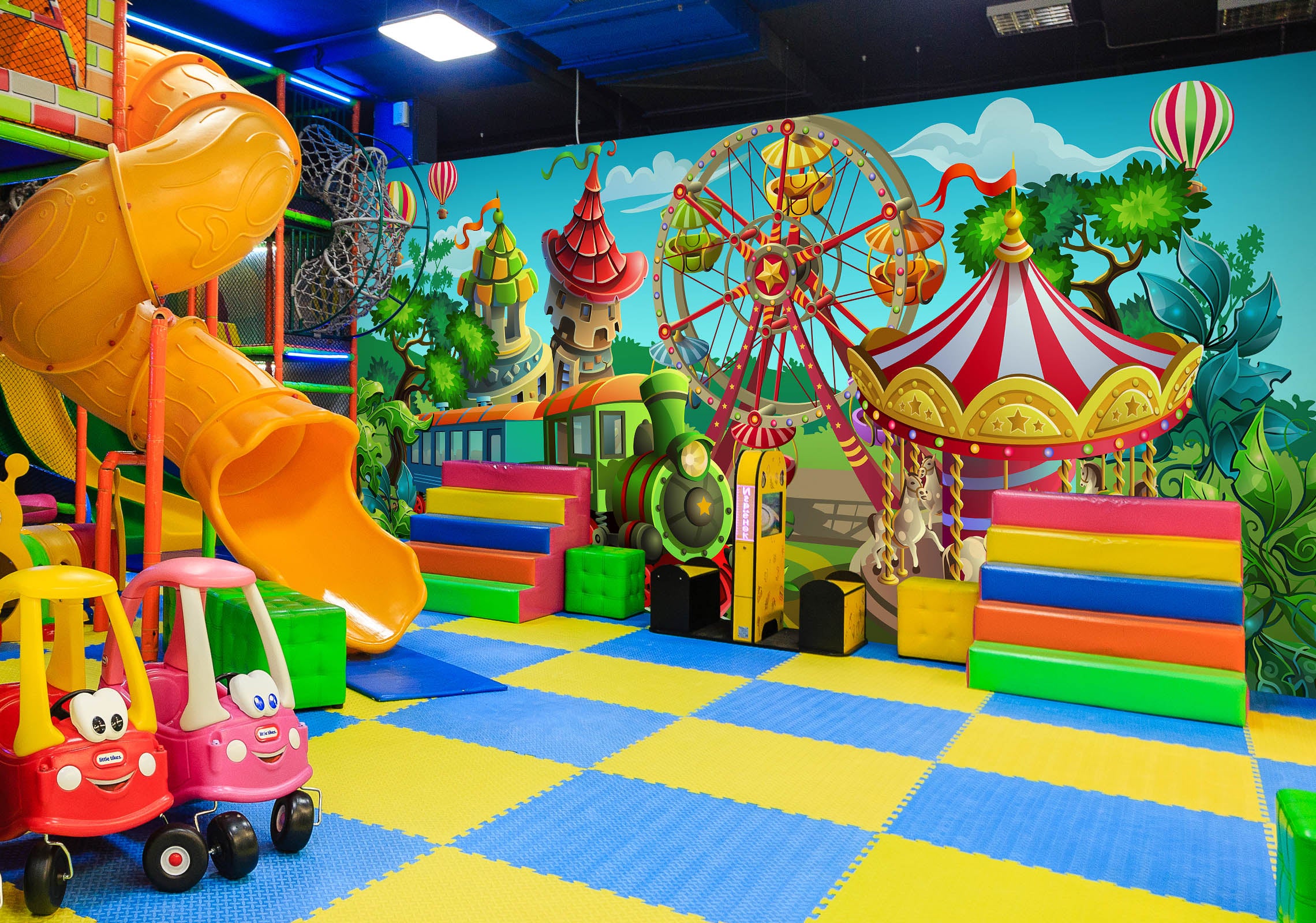 3D Small Train Houses 1413 Indoor Play Centres Wall Murals